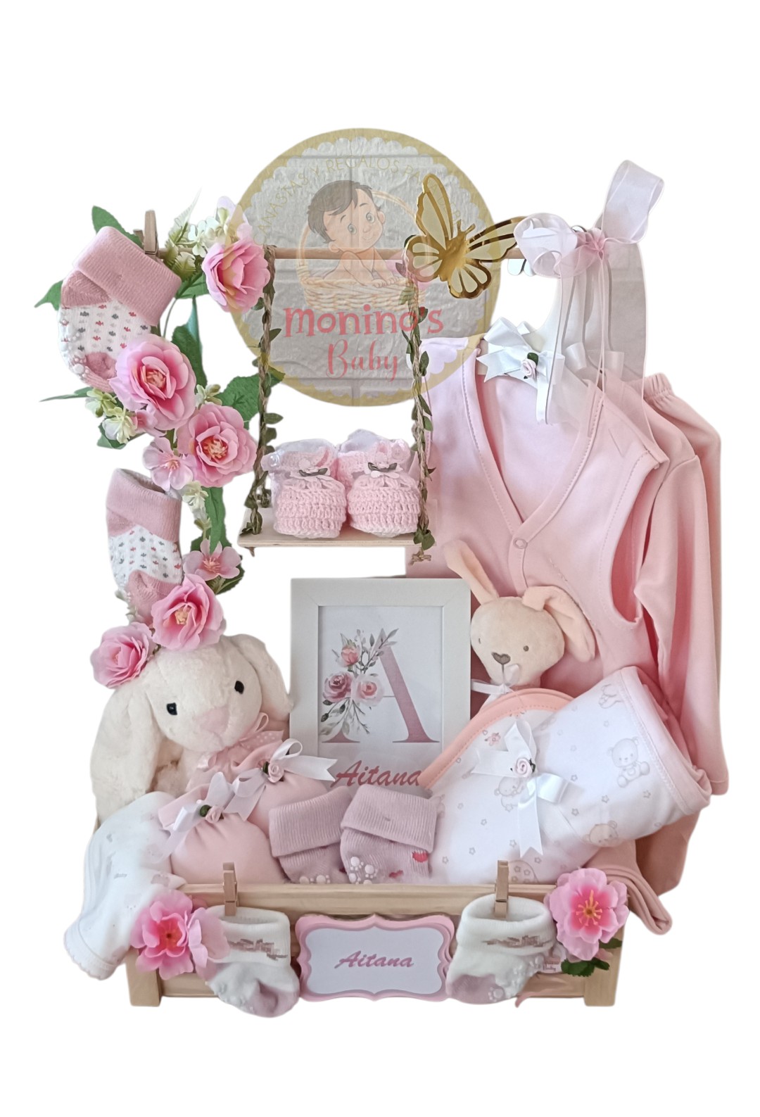 Canasta armario exclusiva para regalo por nacimiento bebé niña