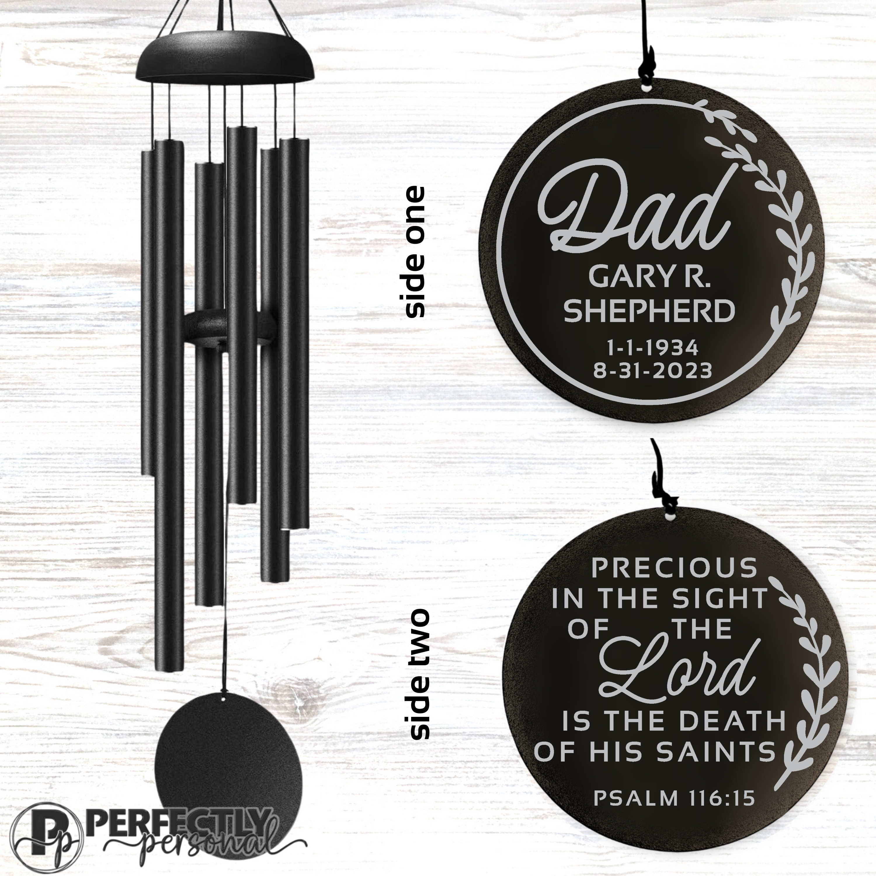 Personalized Memorial Wind Chime, botanical
