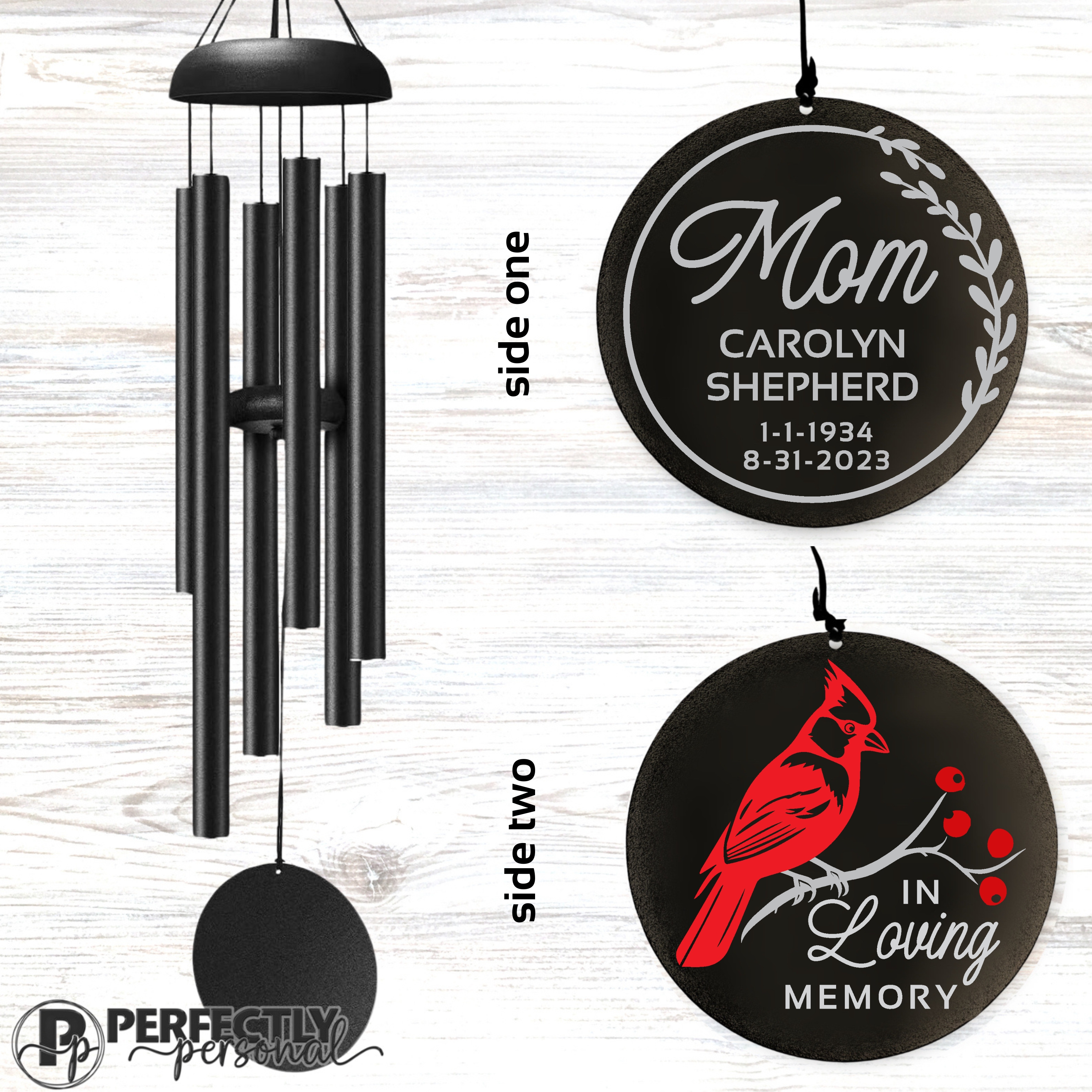 Personalized Memorial Wind Chime, Cardinal