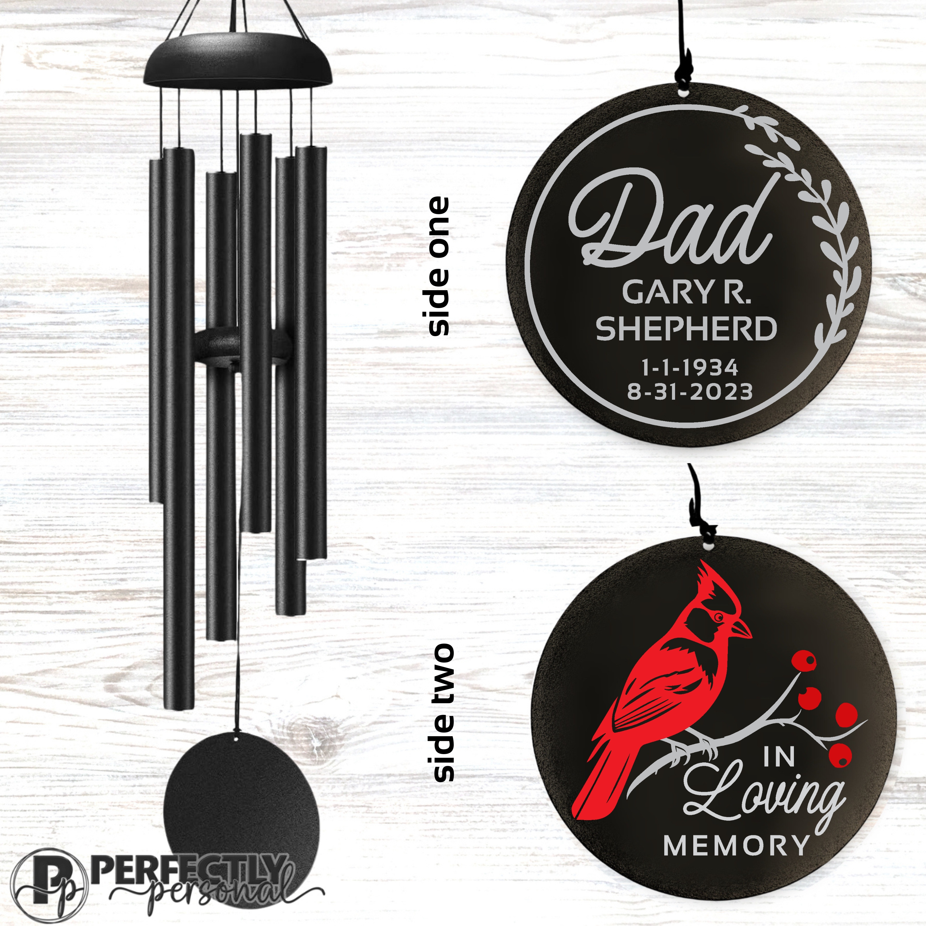 Personalized Memorial Wind Chime, Cardinal