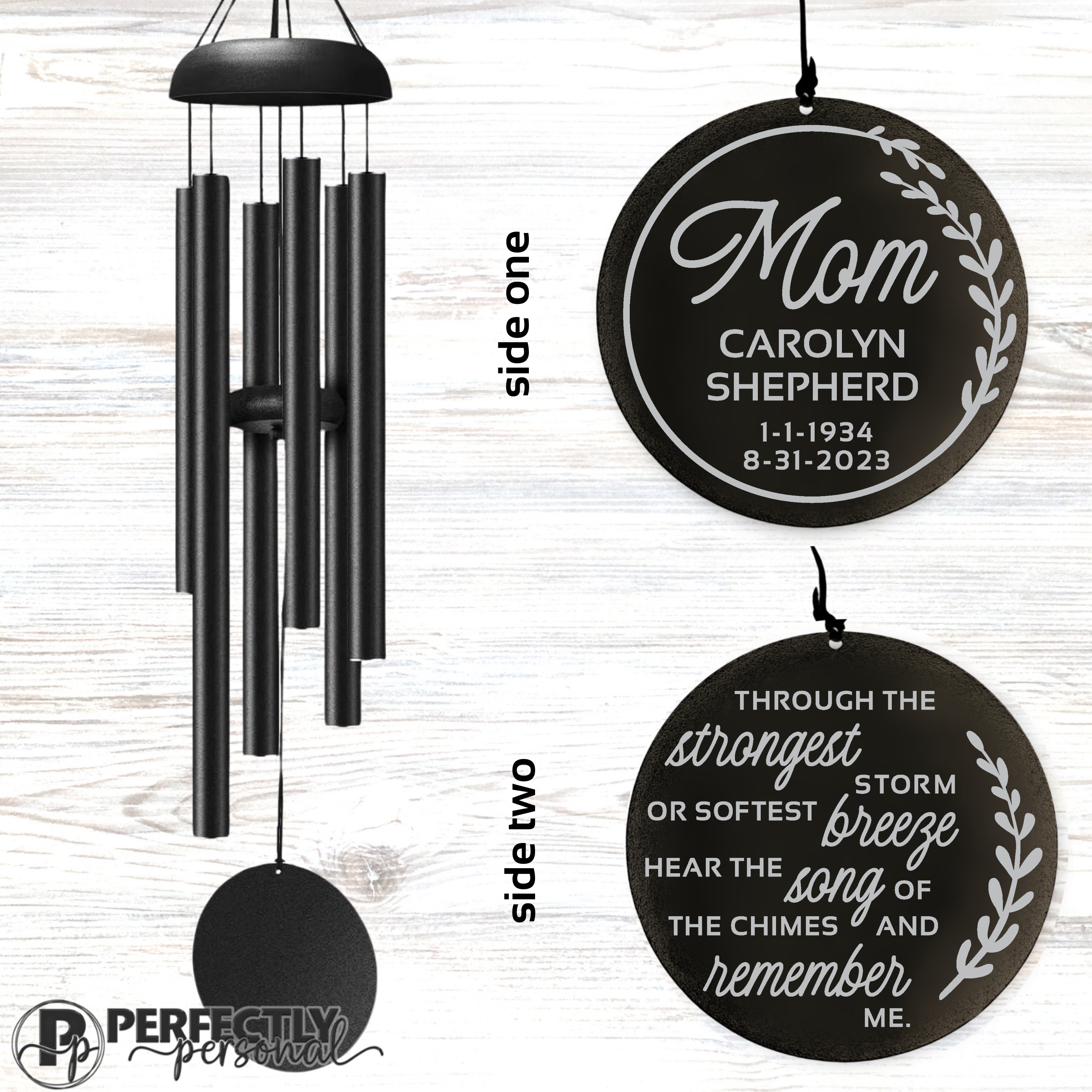Personalized Memorial Wind Chime, botanical