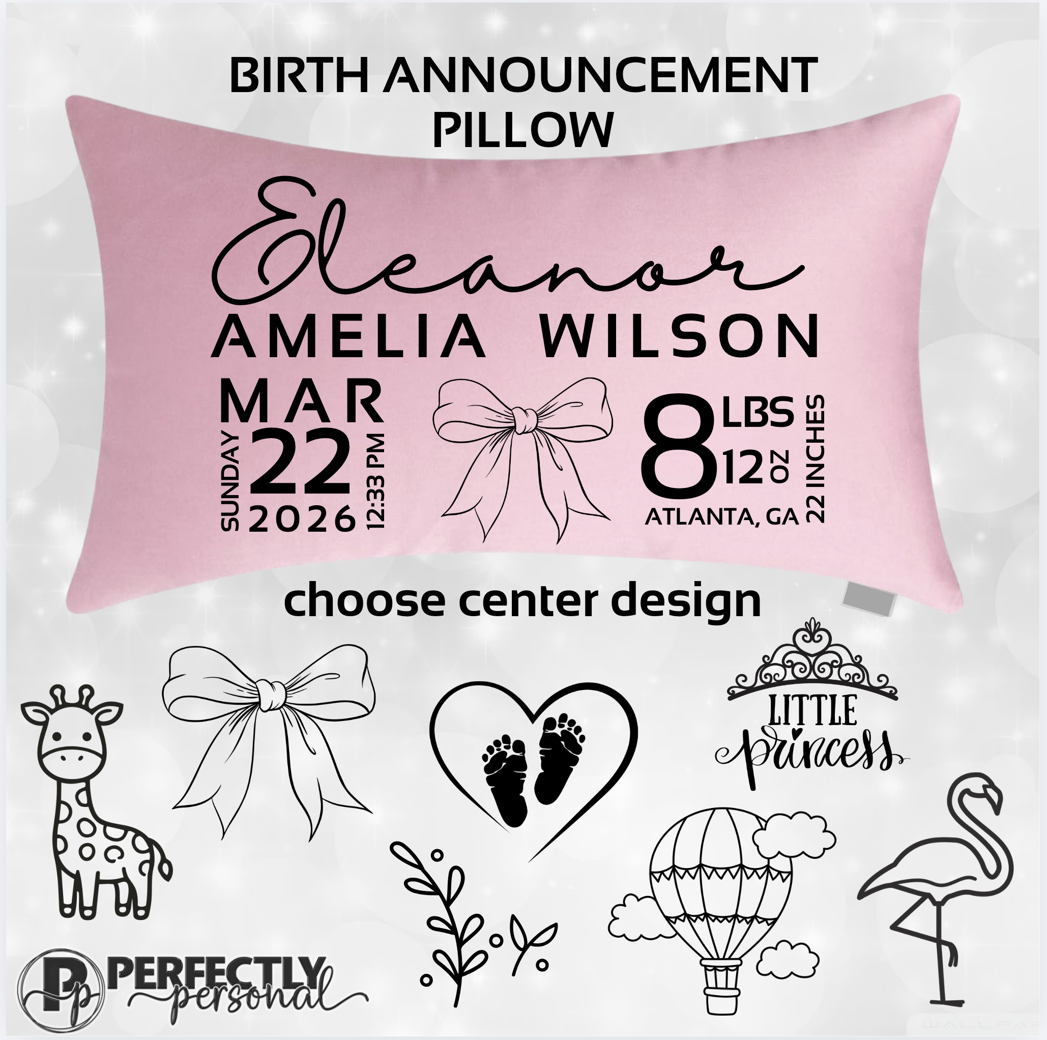 Birth announcement lumbar pillow case