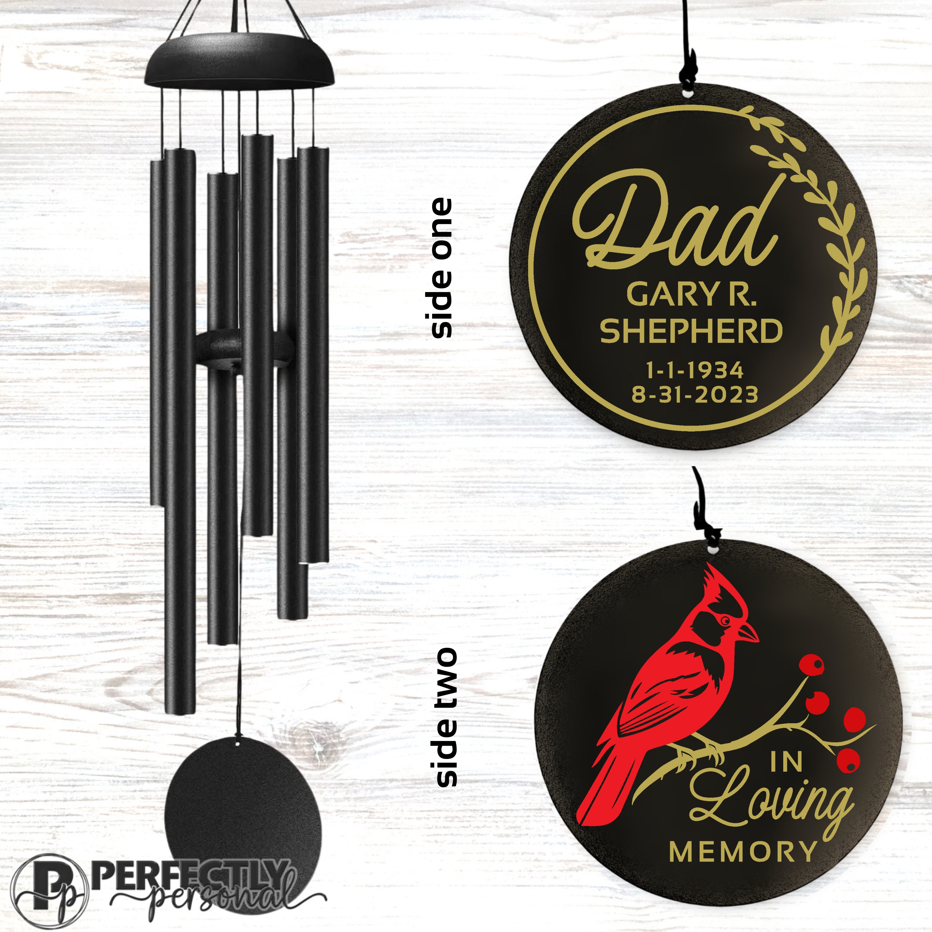 Personalized Memorial Wind Chime, Cardinal