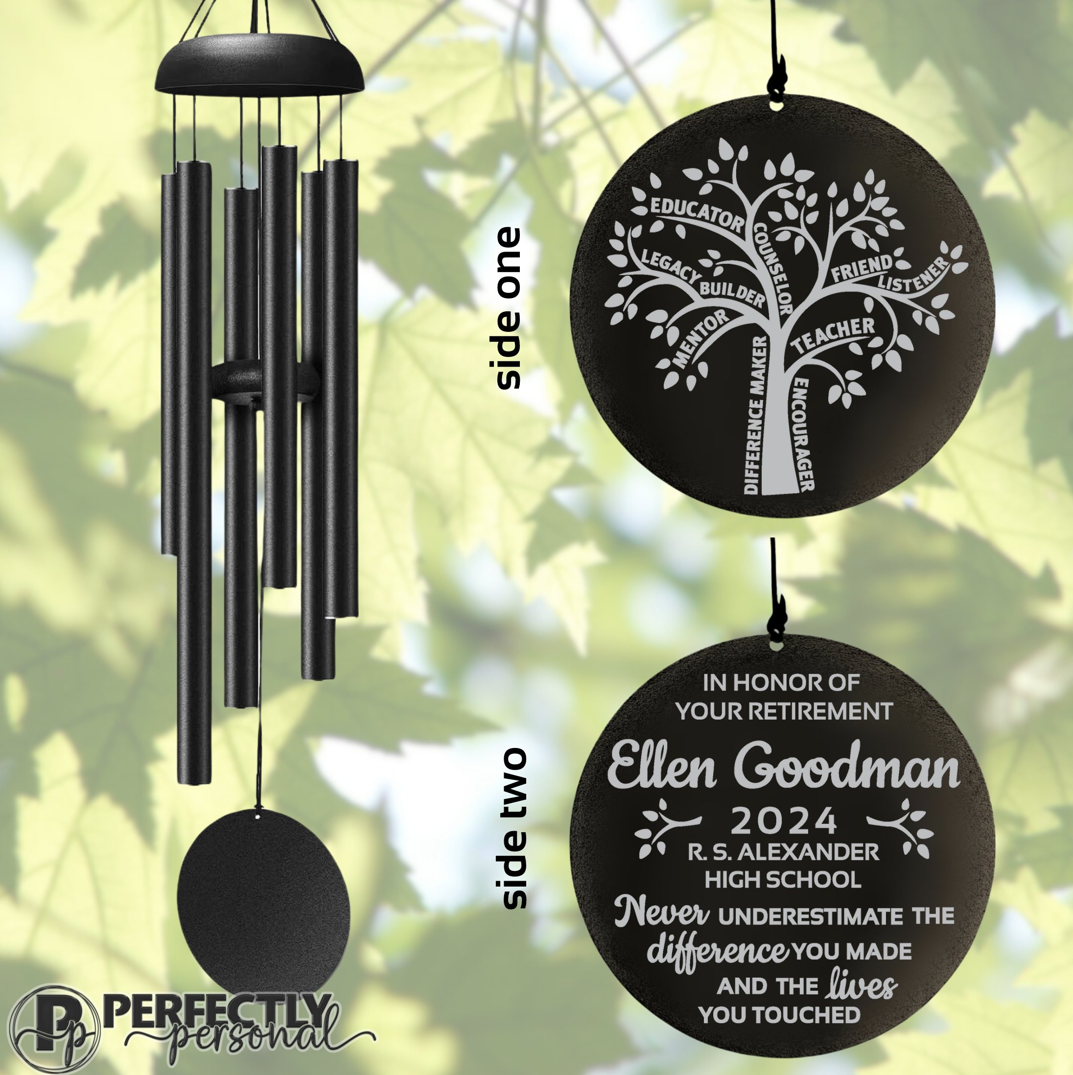 Educator retirement wind chimes