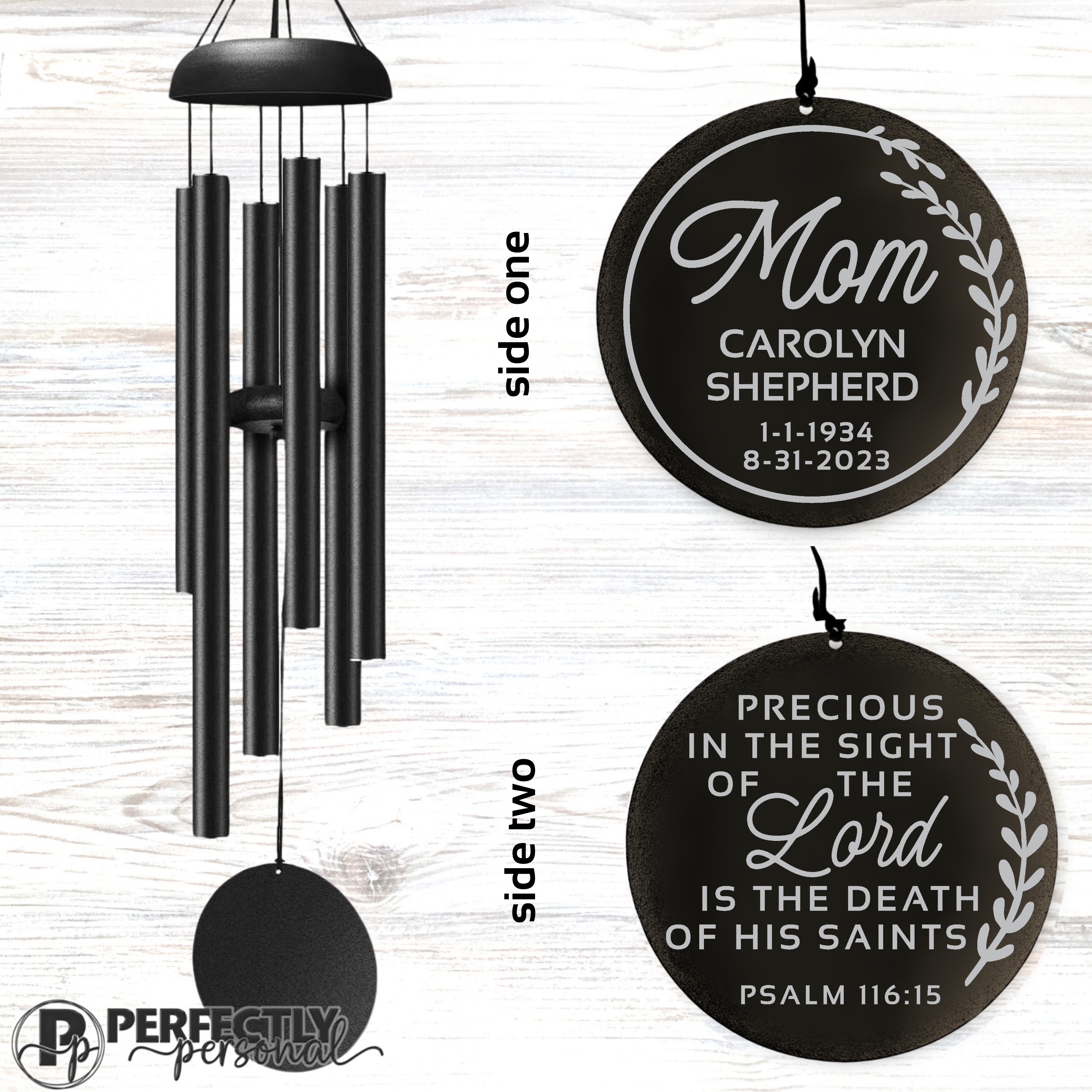 Personalized Memorial Wind Chime, botanical