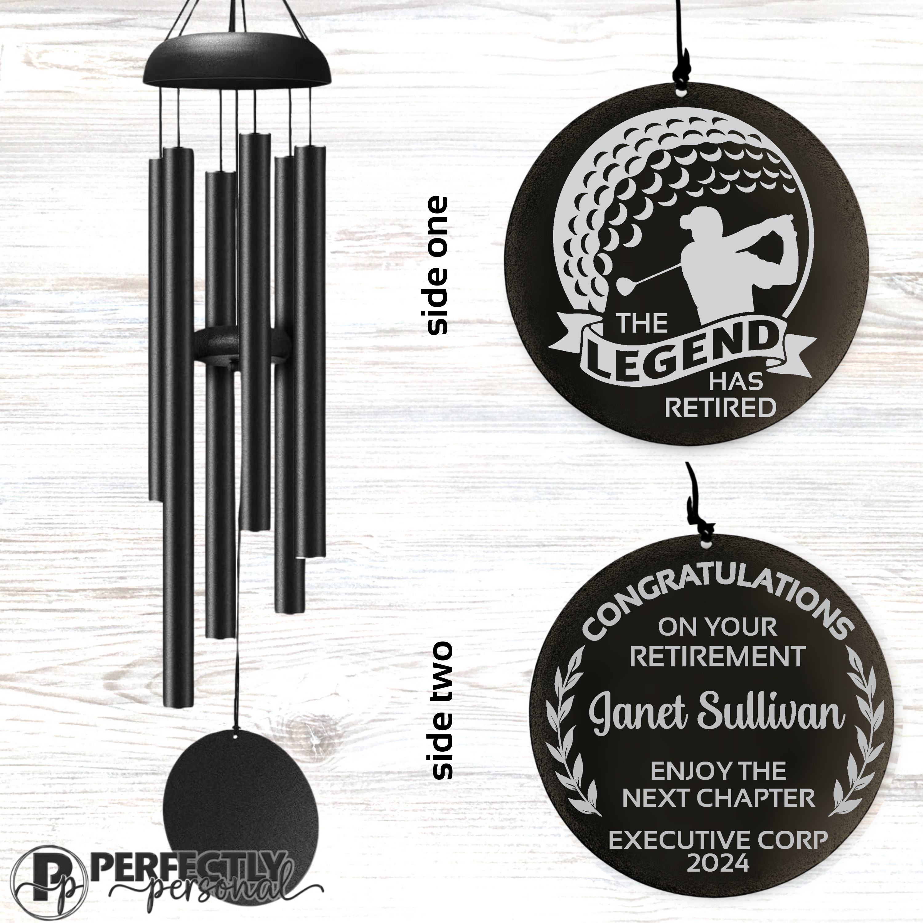 Golfing retirement wind chimes