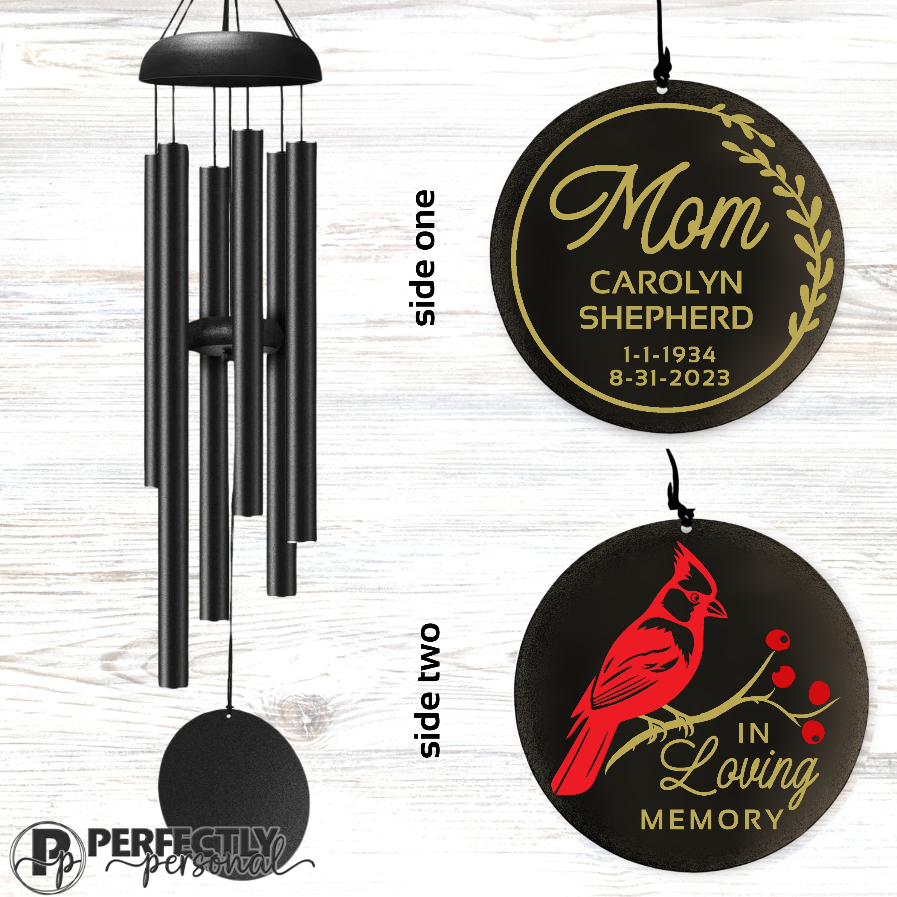Personalized Memorial Wind Chime, Cardinal