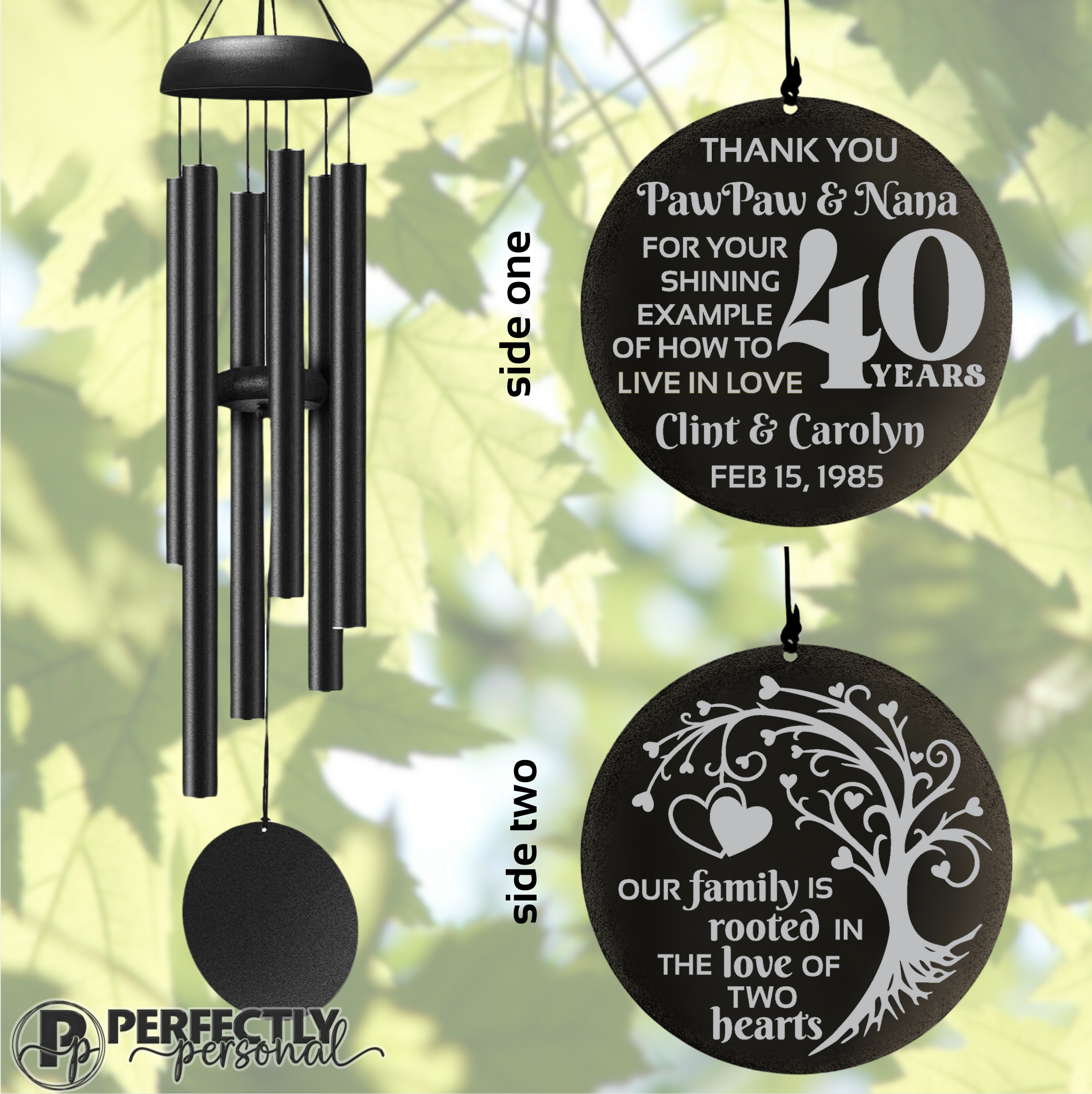 Wedding anniversary wind chimes, botanical
