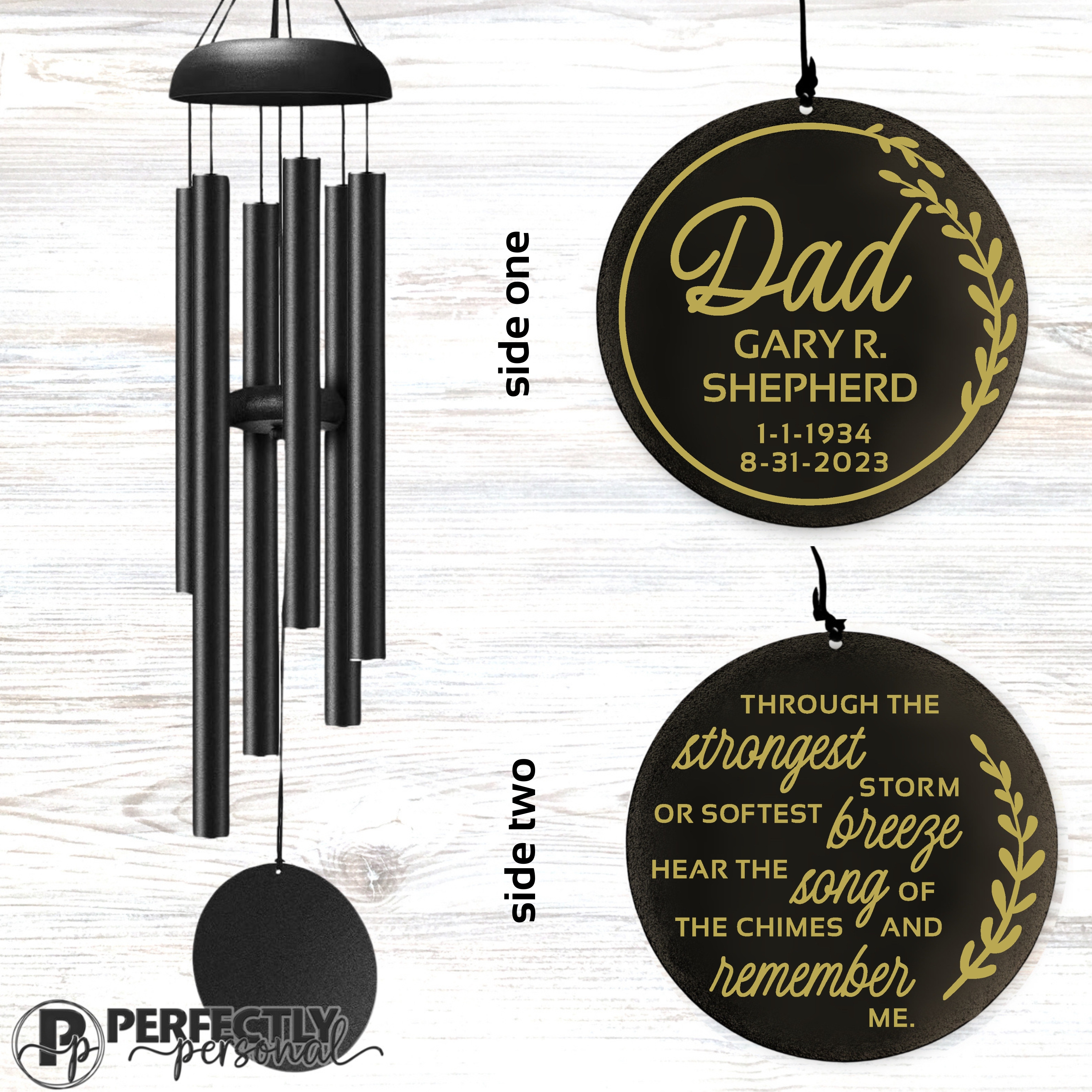 Personalized Memorial Wind Chime, botanical