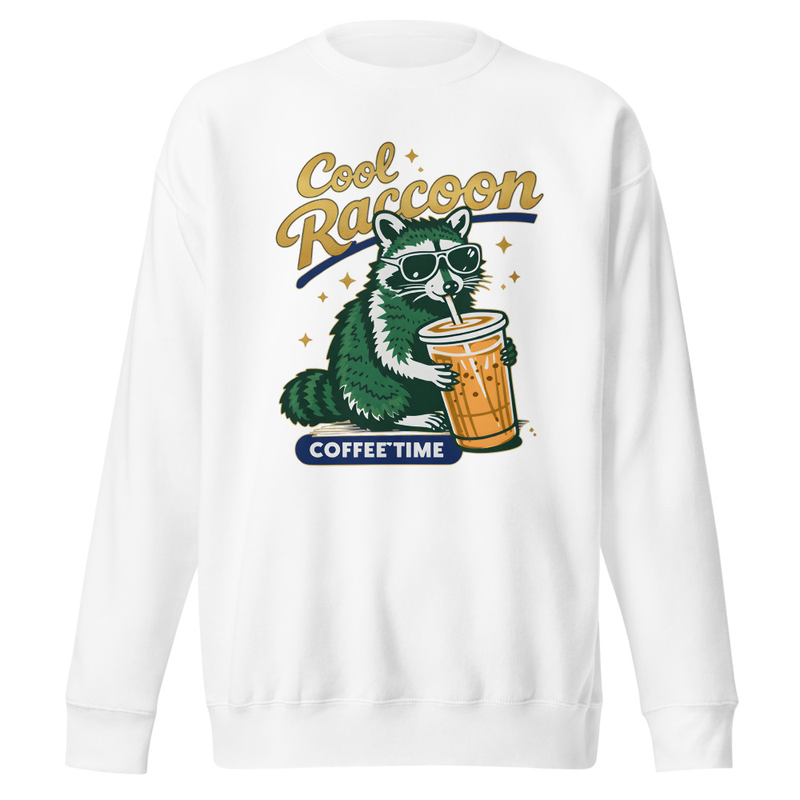 Cool Raccon Coffee Time Unisex Premium Sweatshirt