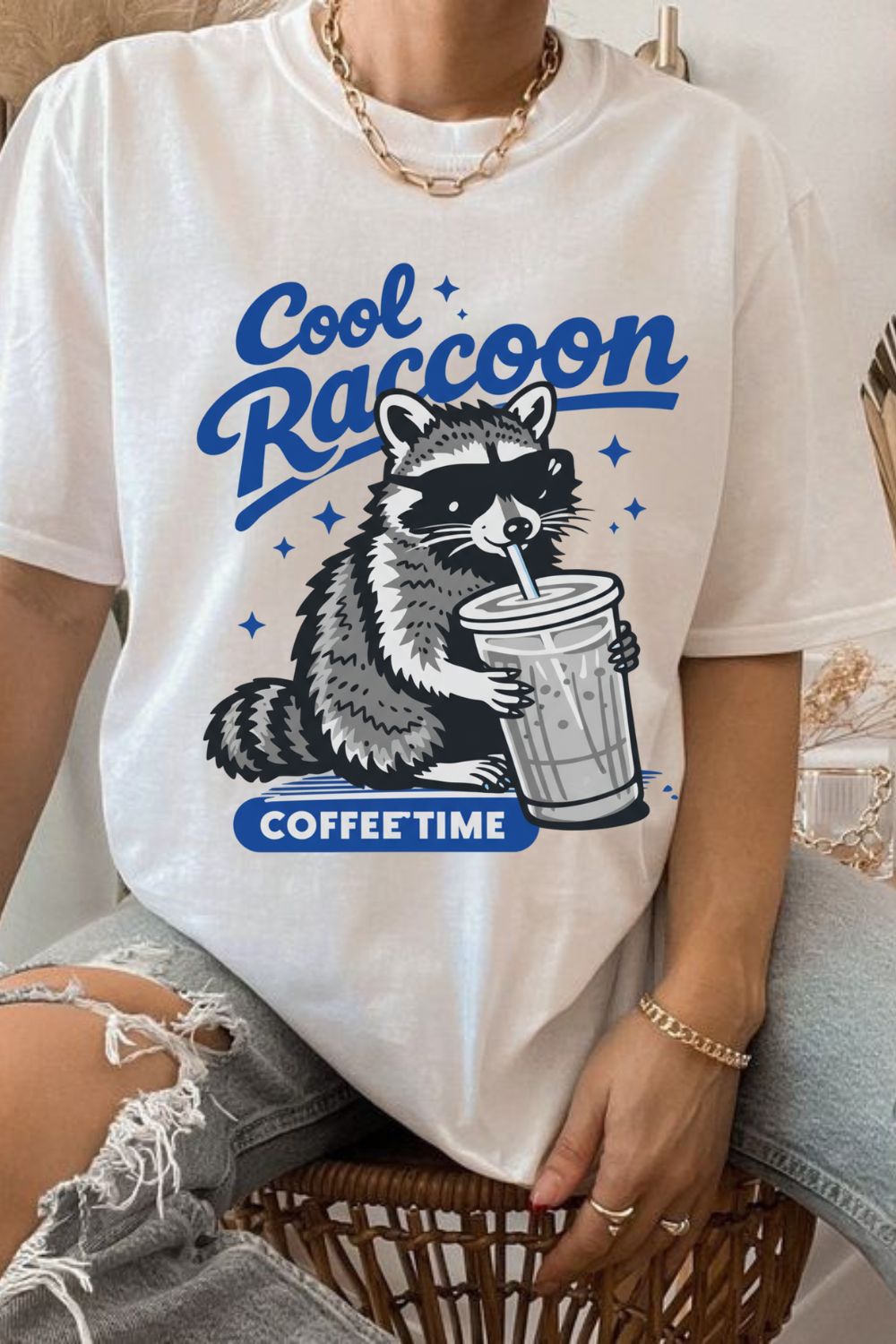 Cool Raccoon Coffee Time T-Shirt