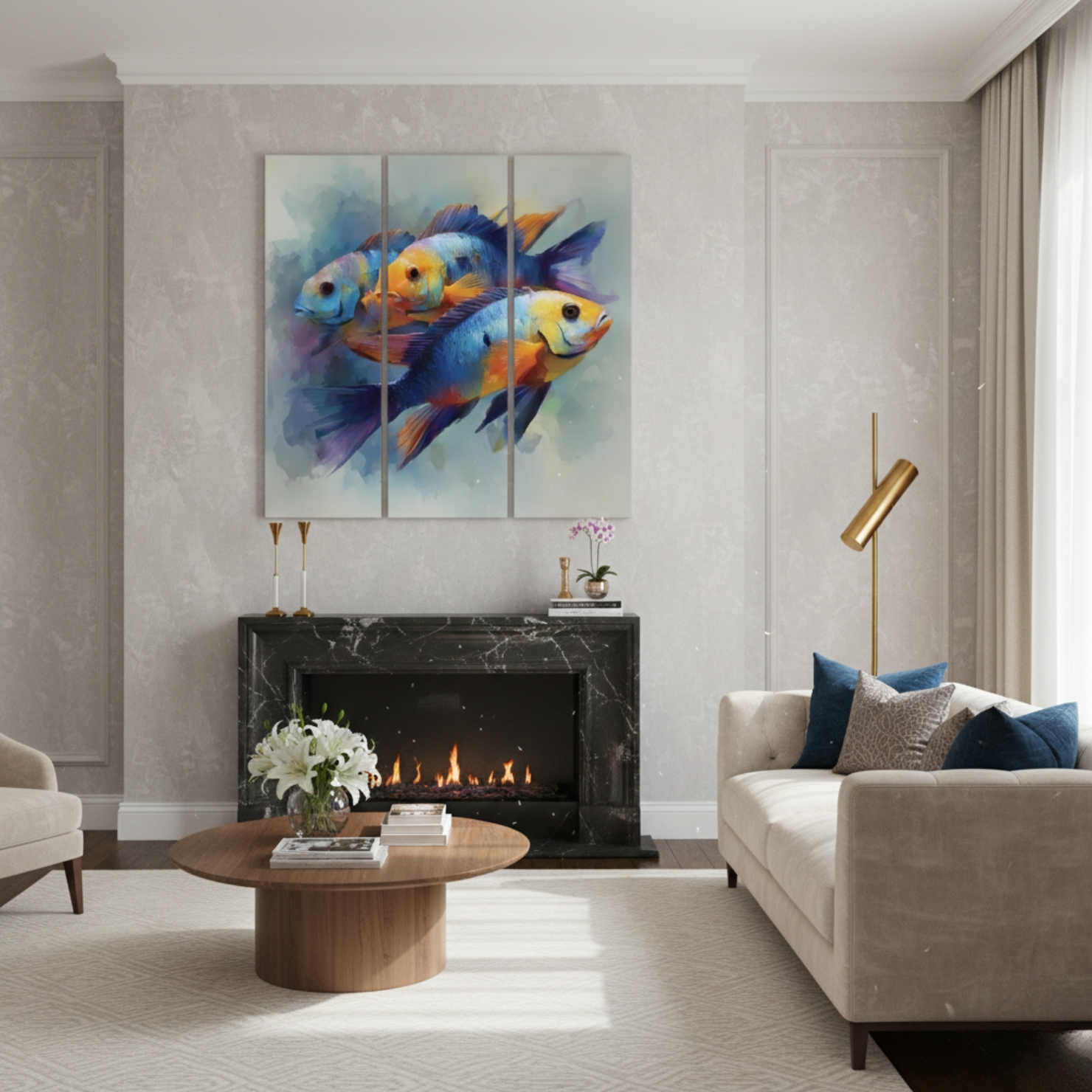 Colorful Tropical Fish Triptych Wall Art – Digital Download