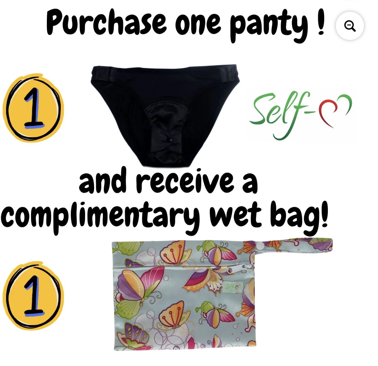 SELF-C 2-in-1 Reusable Panties and Menstrual Pads, Leak-Proof Nighttime Protection/M, Black