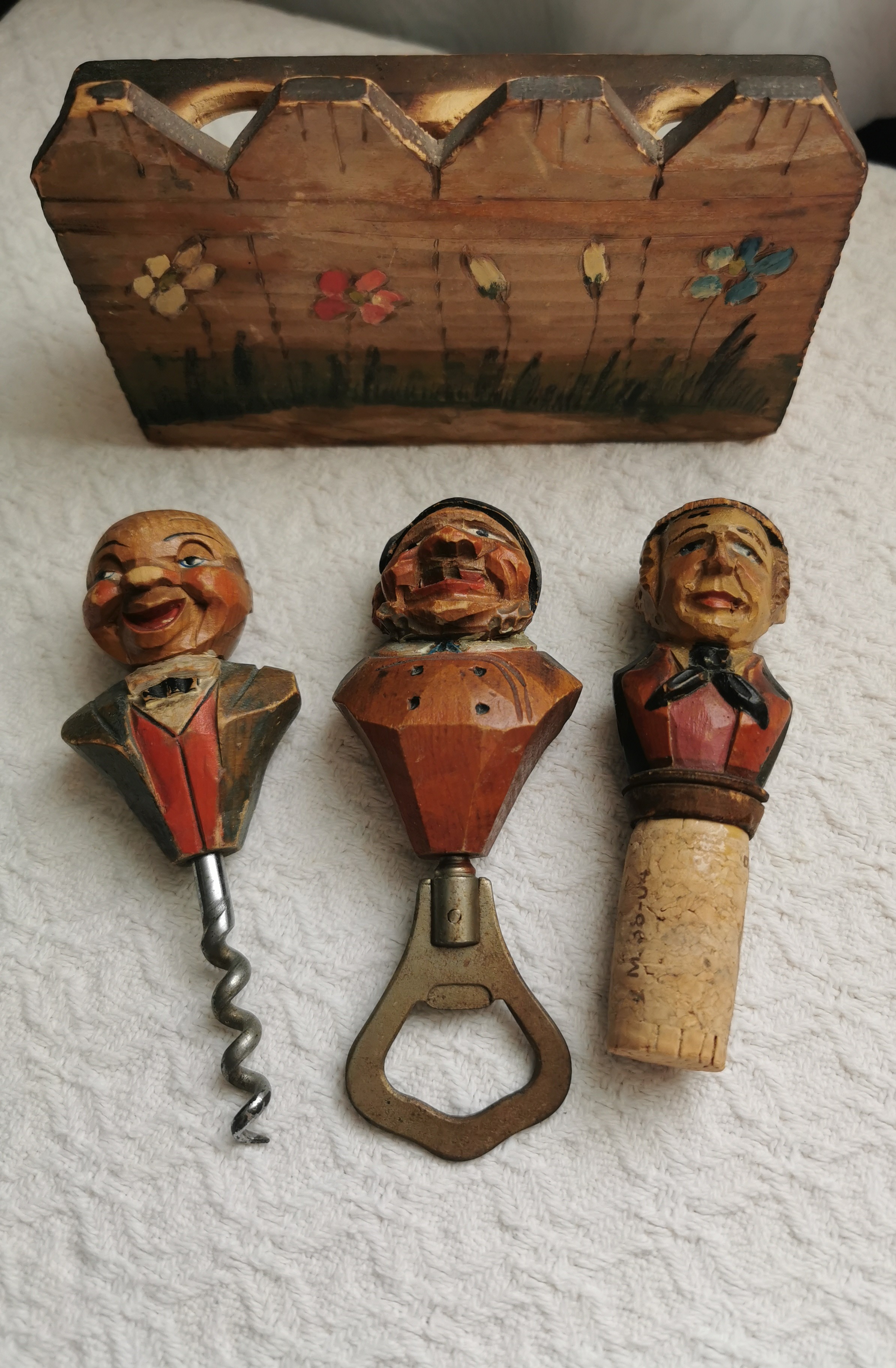 Vintage Hand-Carved ANRI Bar Tool Set