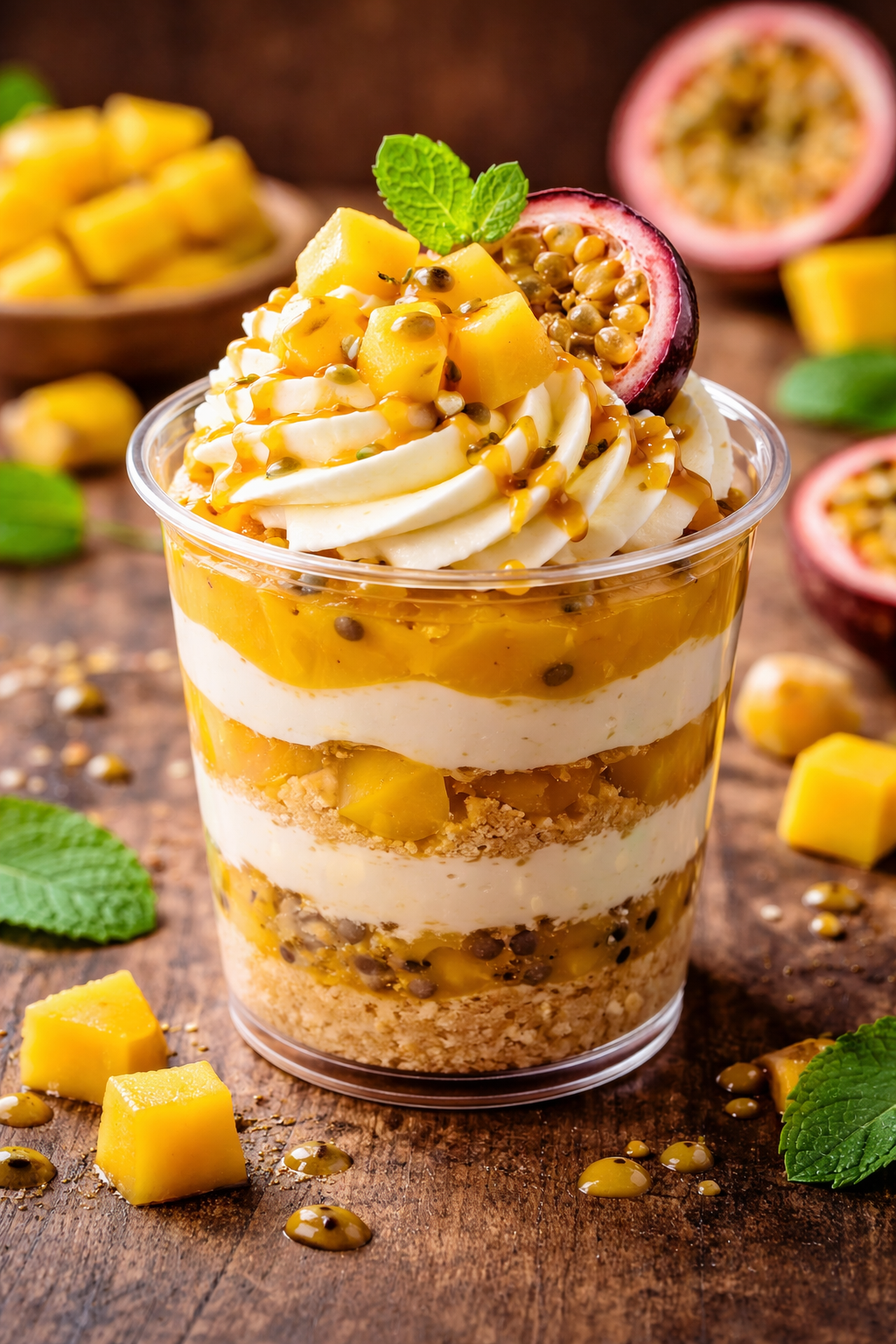 Verrine mangue et fruit de la passion