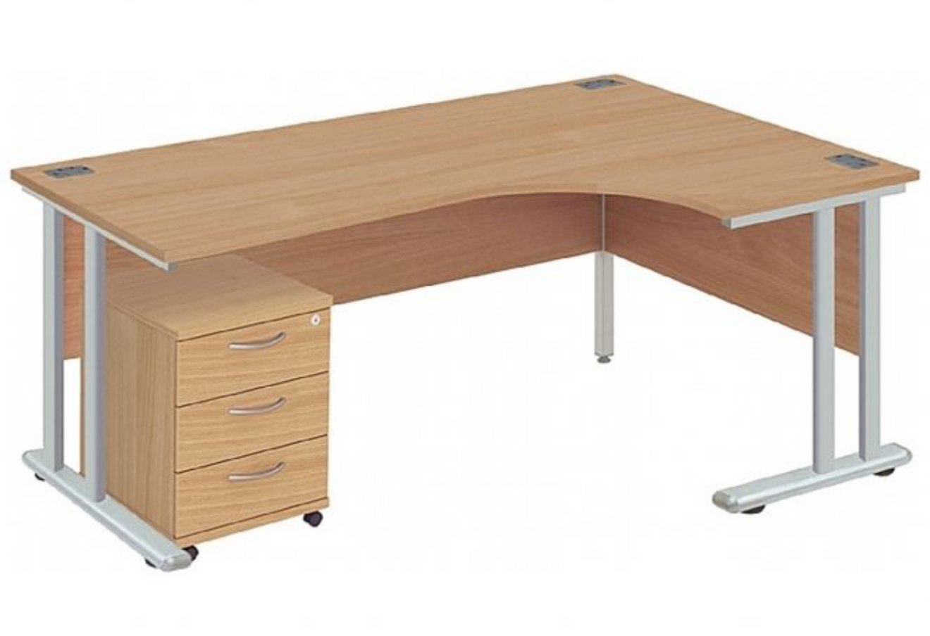 Corner office desk with drawers