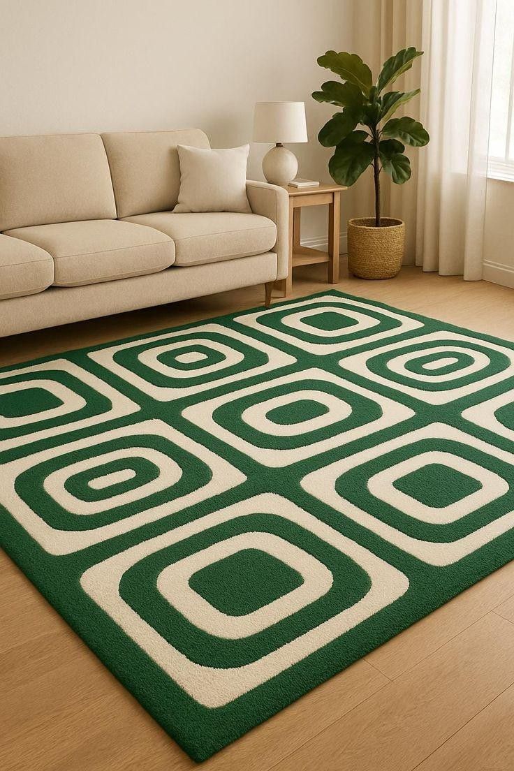 Karpet Motif Geometris Hijau