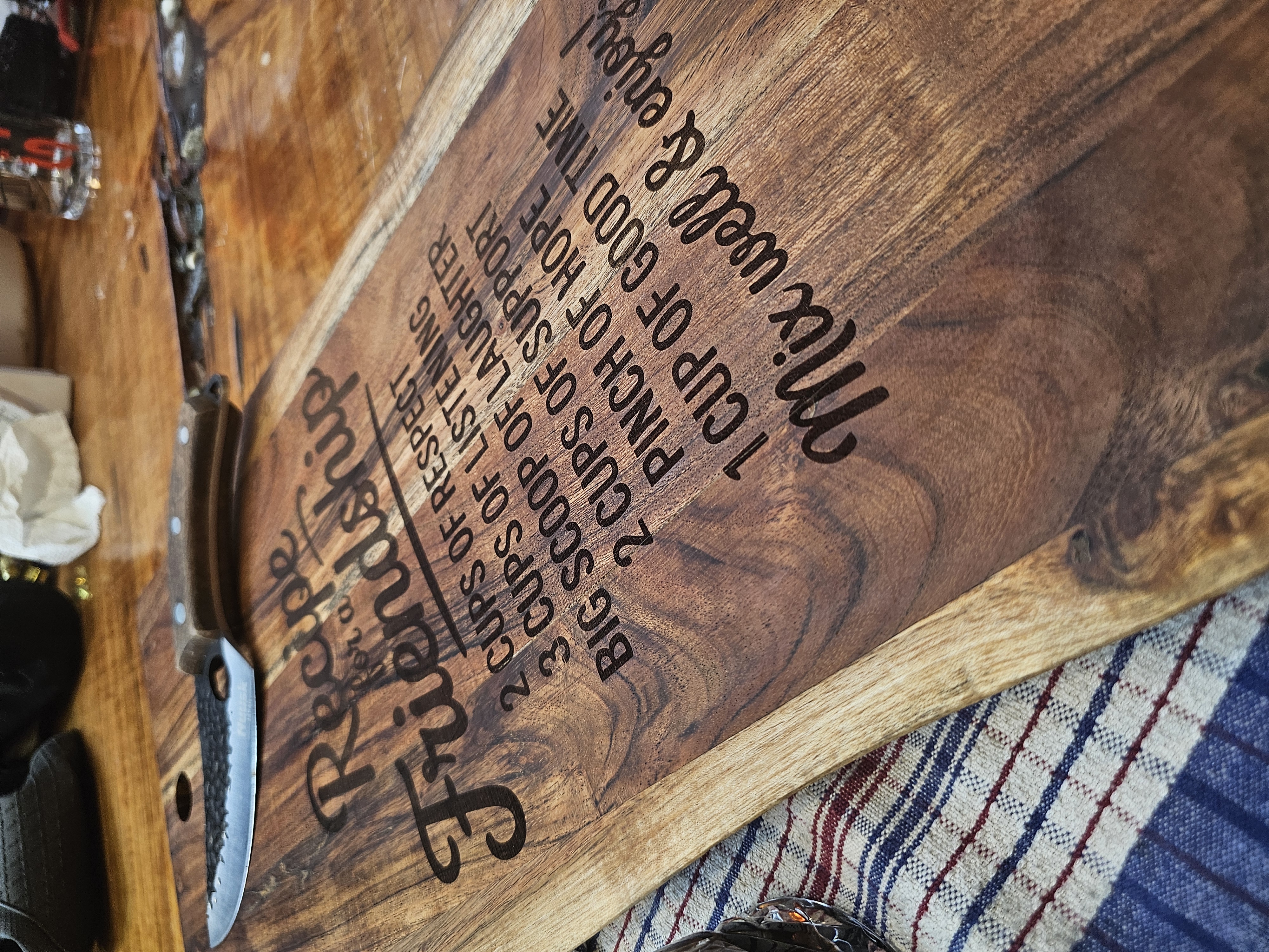 'Recipe for Friendship' Engraved Wooden Recipe Board