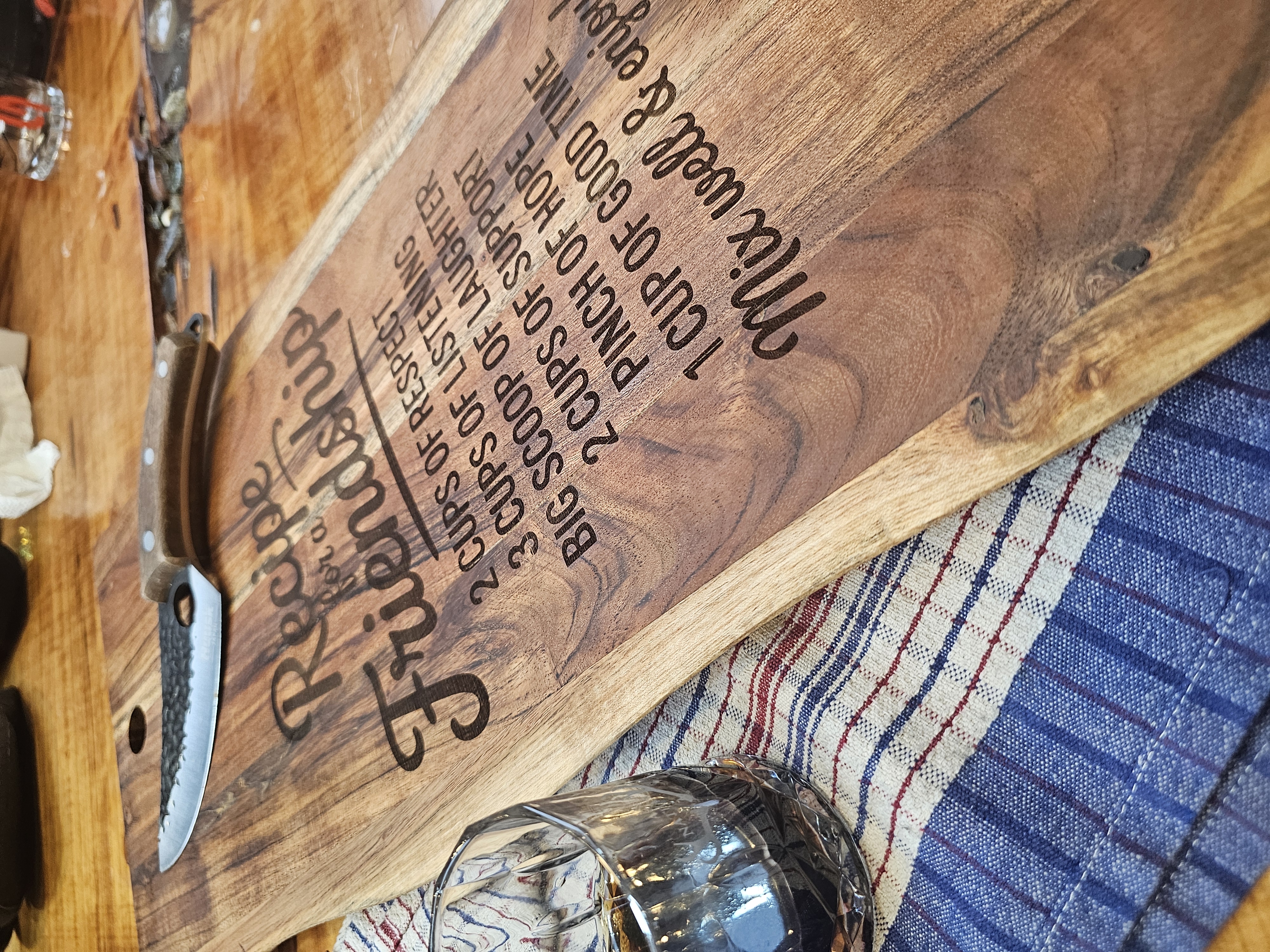 'Recipe for Friendship' Engraved Wooden Recipe Board