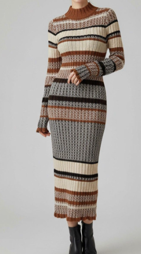 Striped Knit Midi Dress