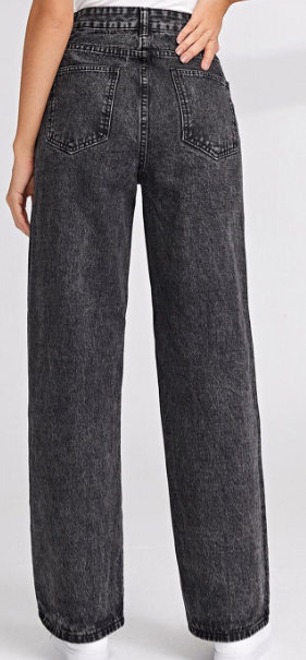 High-waisted black jeans