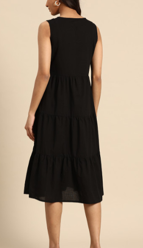 Sleeveless Black Midi Dress