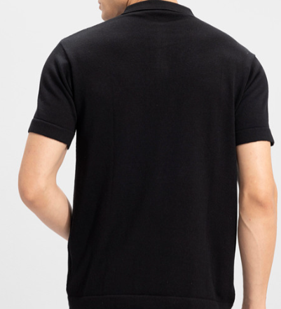 Black Zip Collar Polo Shirt