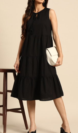 Sleeveless Black Midi Dress