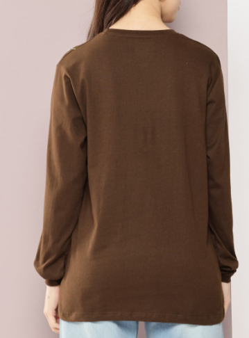 Brown Floral Embroidered Top