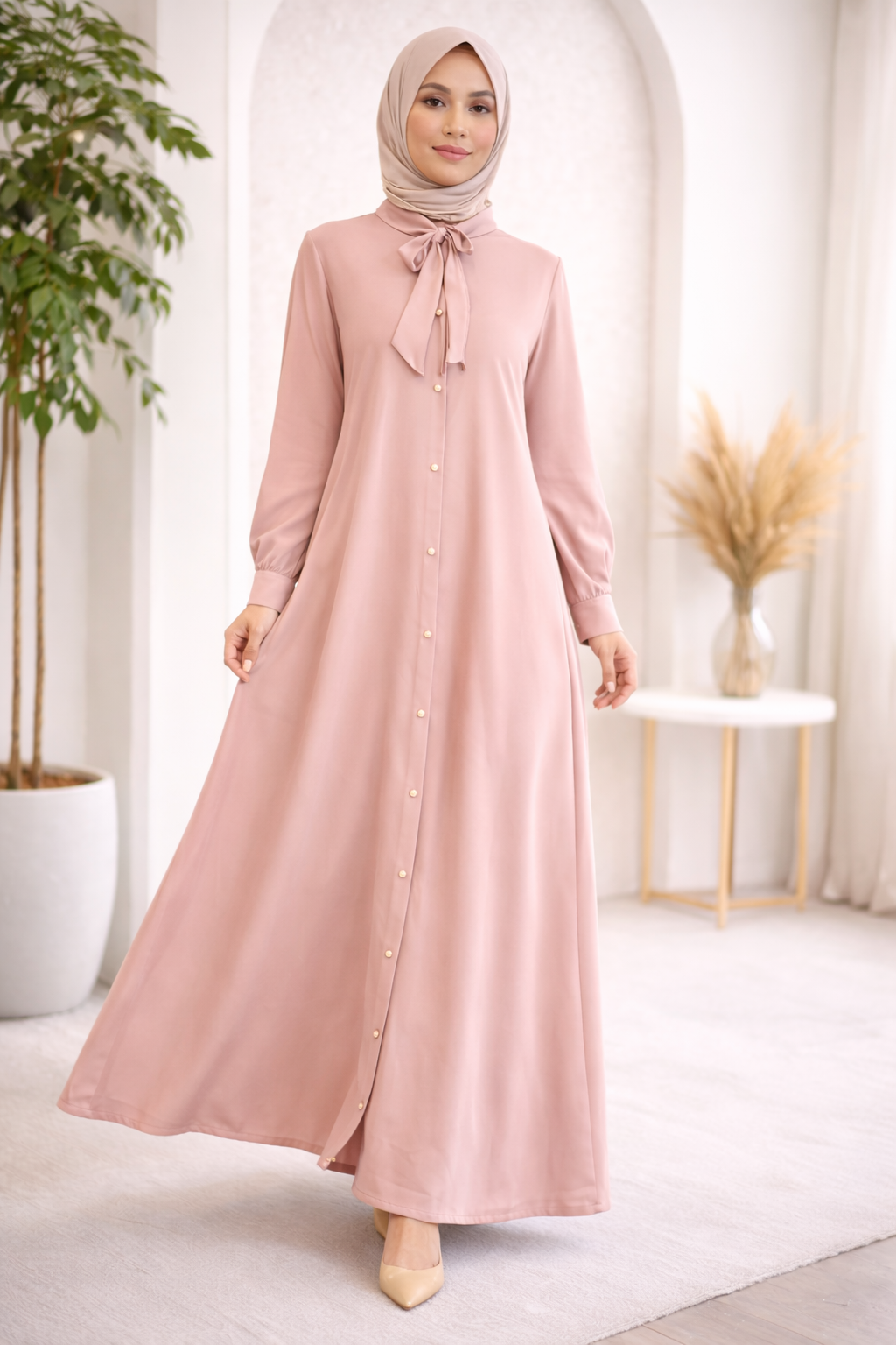 Robe longue rose élégante