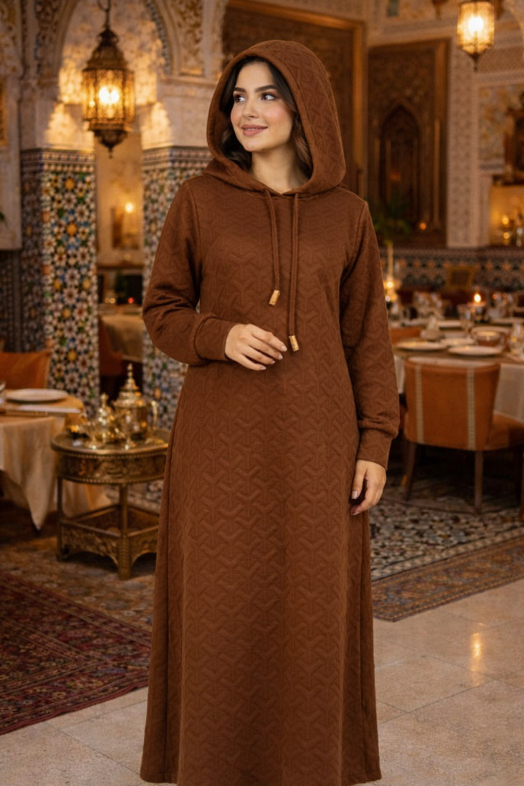 Jallaba marocain marron