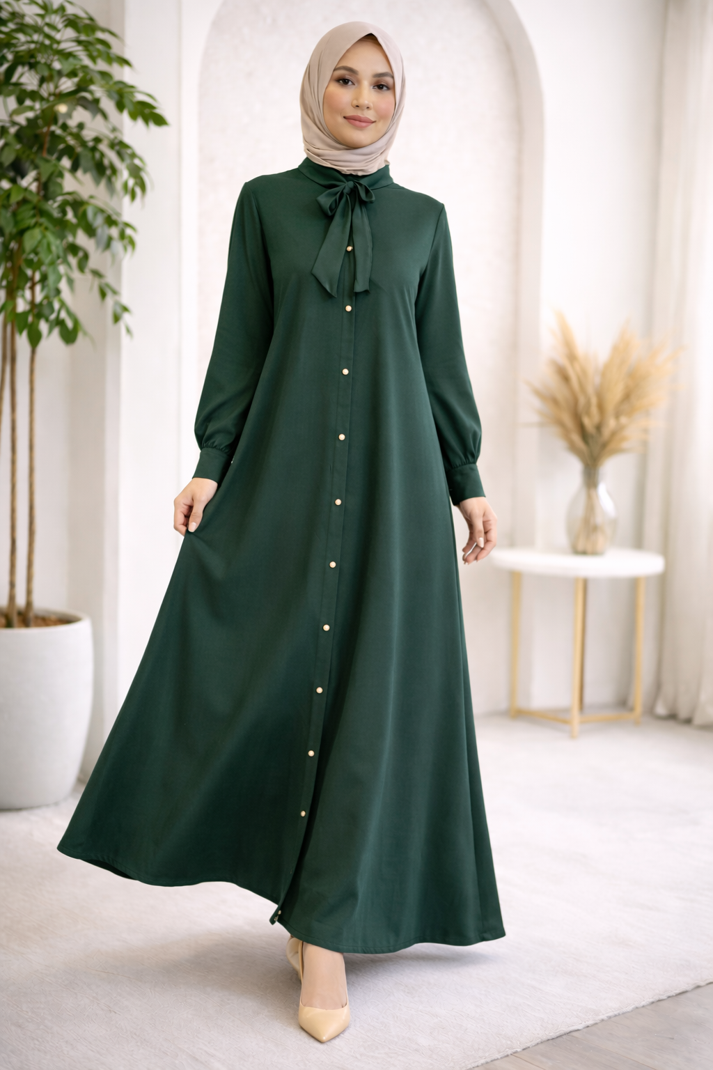 Robe longue élégante verte