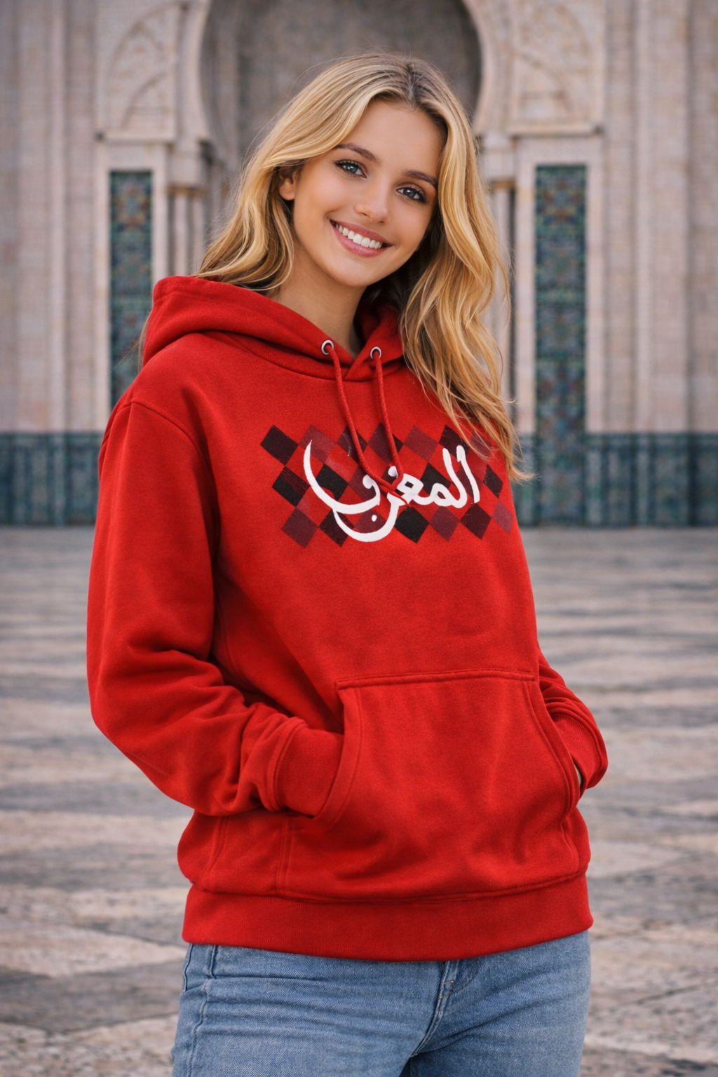 Sweat à capuche rouge MAGHERIB