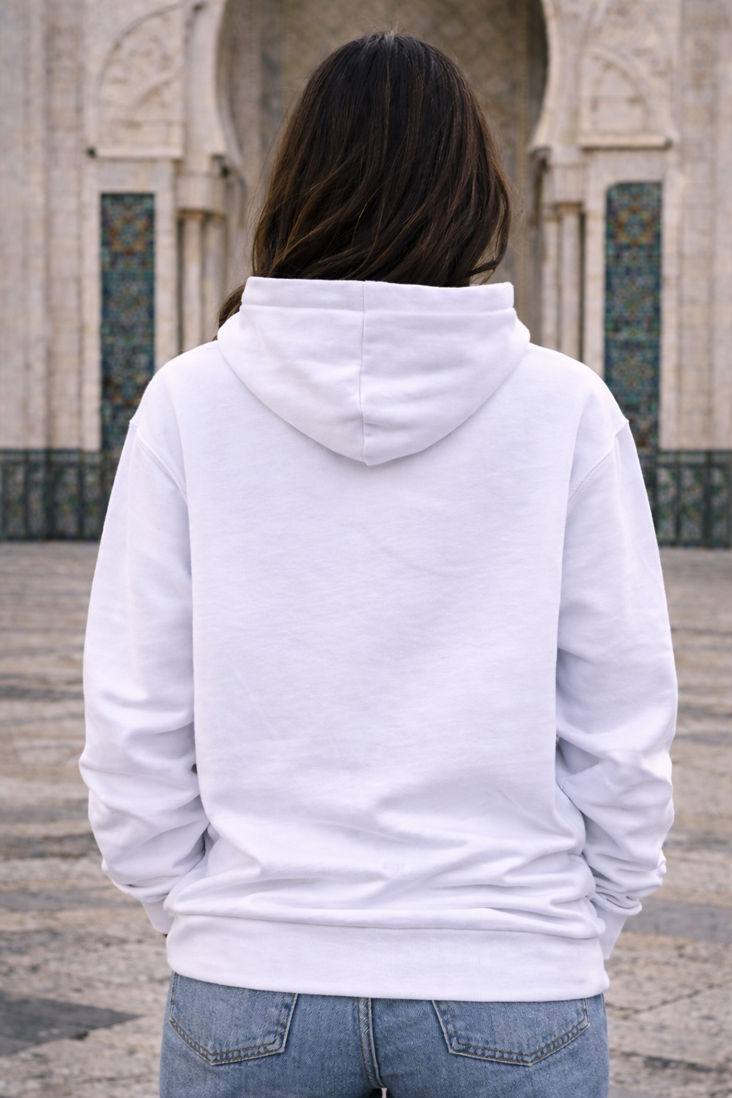 Sweat à capuche blanc-MAROC