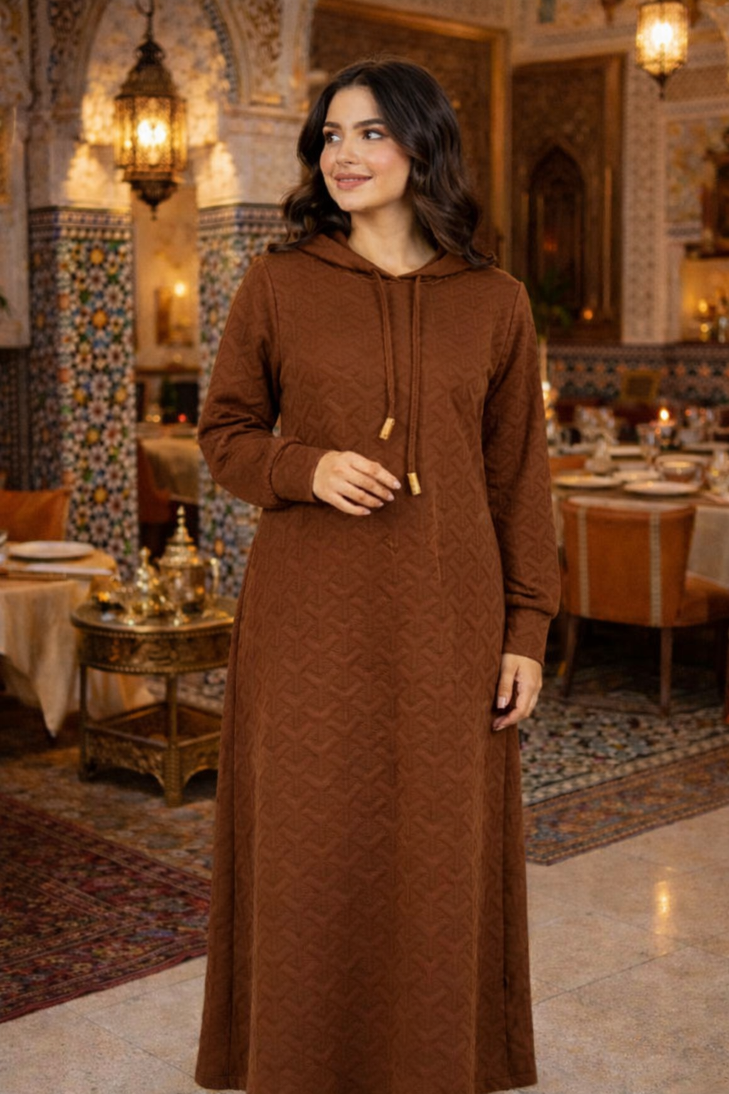 Jallaba marocain marron