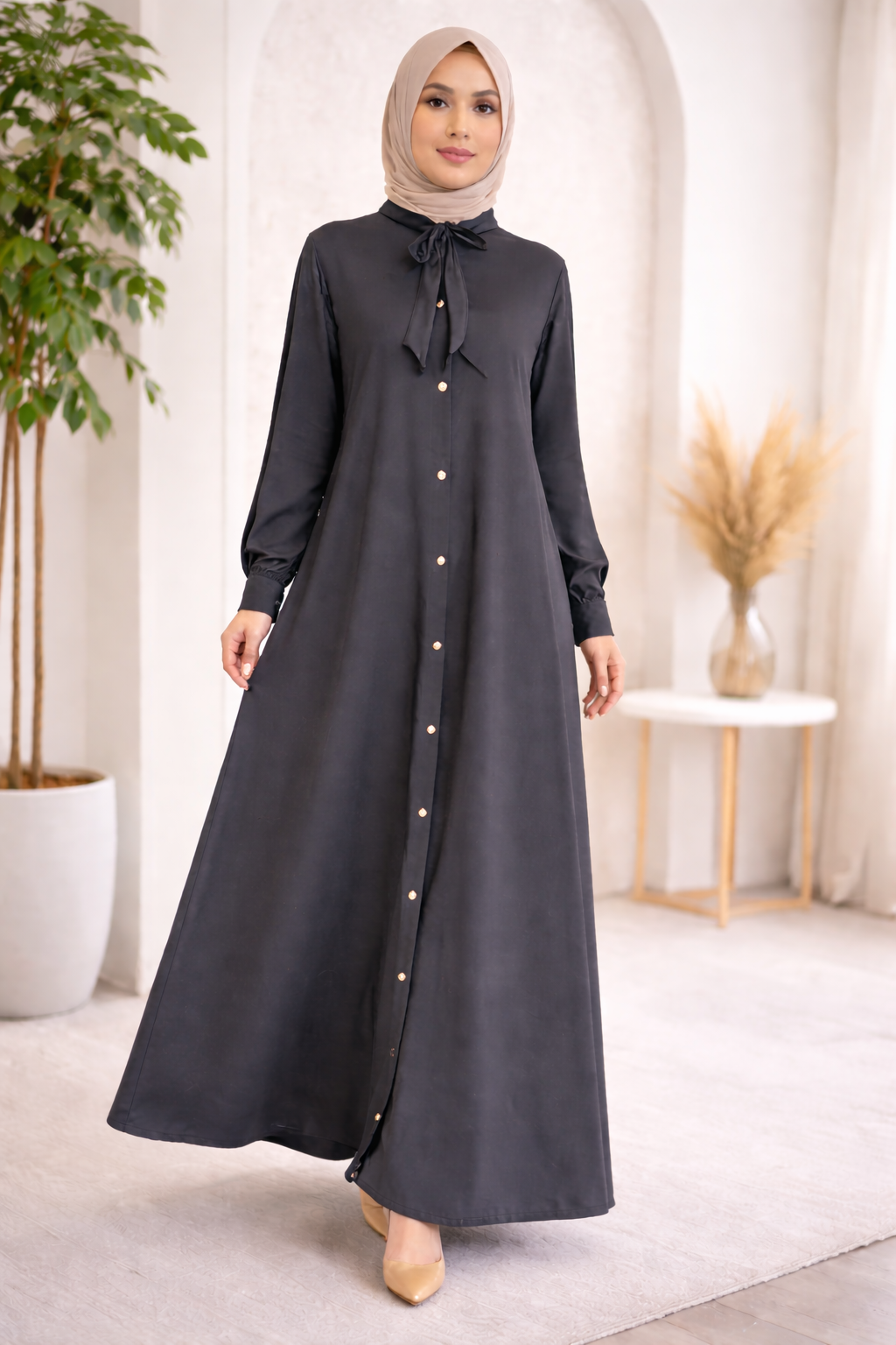 Robe longue grise  élégante