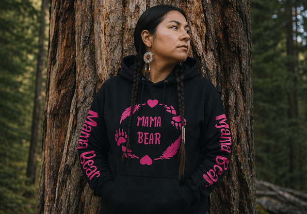 Mama Bear Hoodie Pink Print