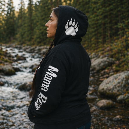 Mama Bear Hoodie With Sleeves and Hood Print