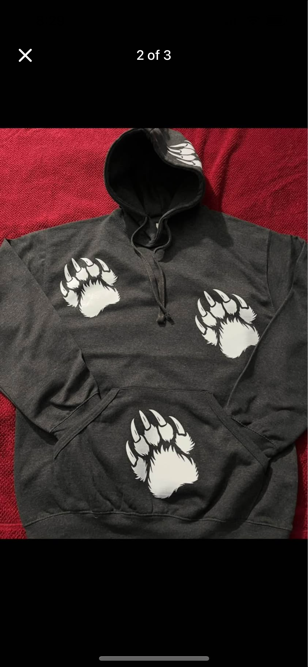 Dark Grey Bear Paw Hoodie