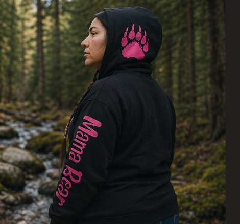 Mama Bear Hoodie Pink Print