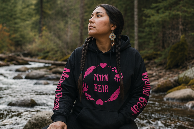 Mama Bear Hoodie Pink Print