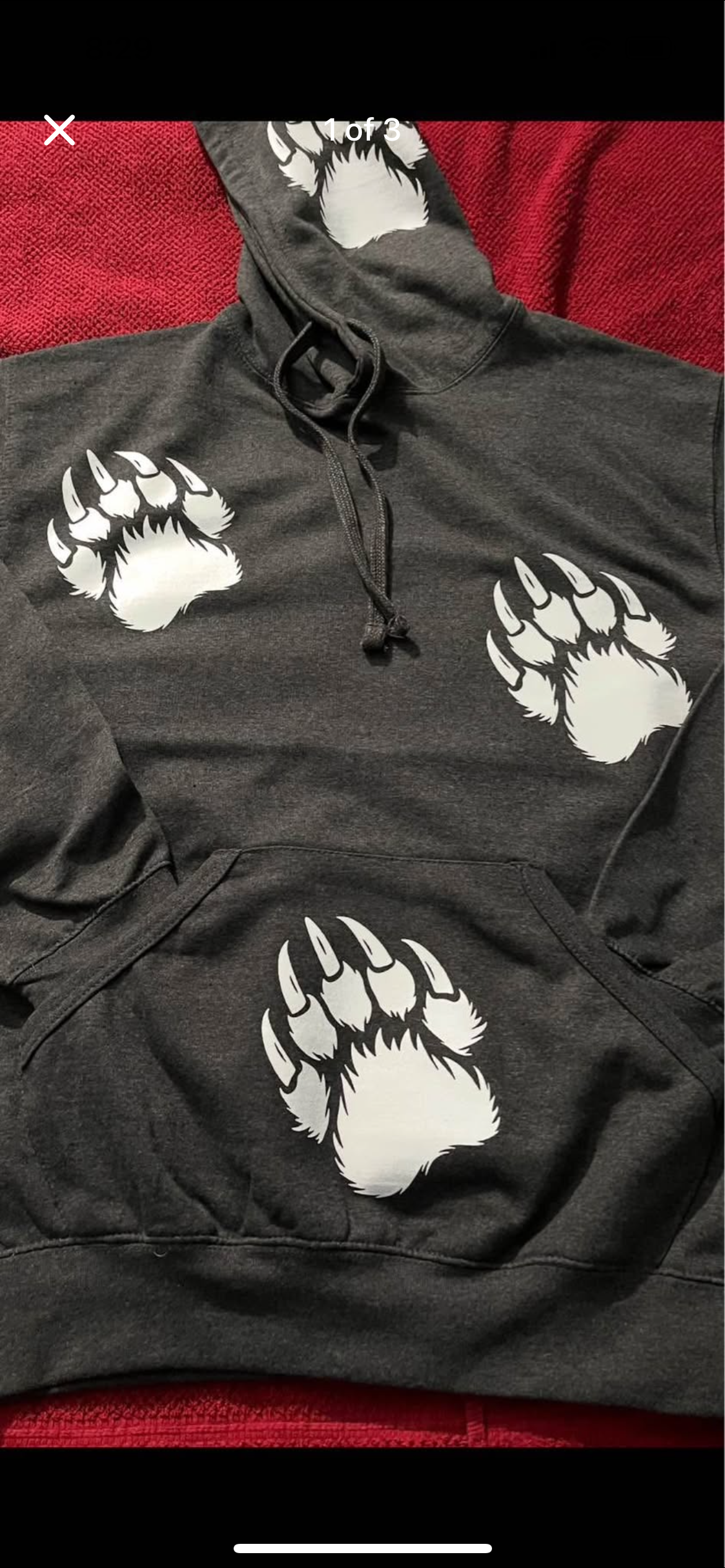 Dark Grey Bear Paw Hoodie