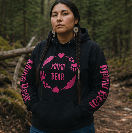 Mama Bear Hoodie Pink Print
