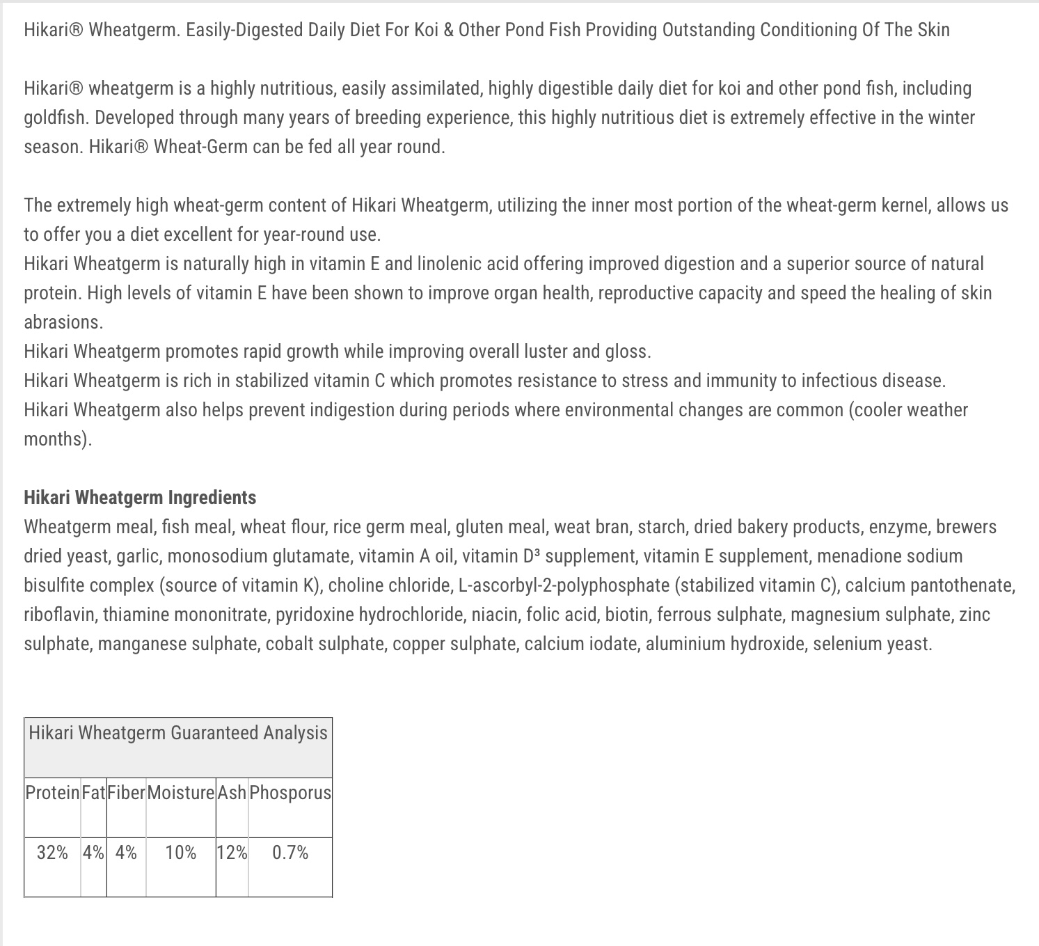 Hikari Wheatgerm Formula Food