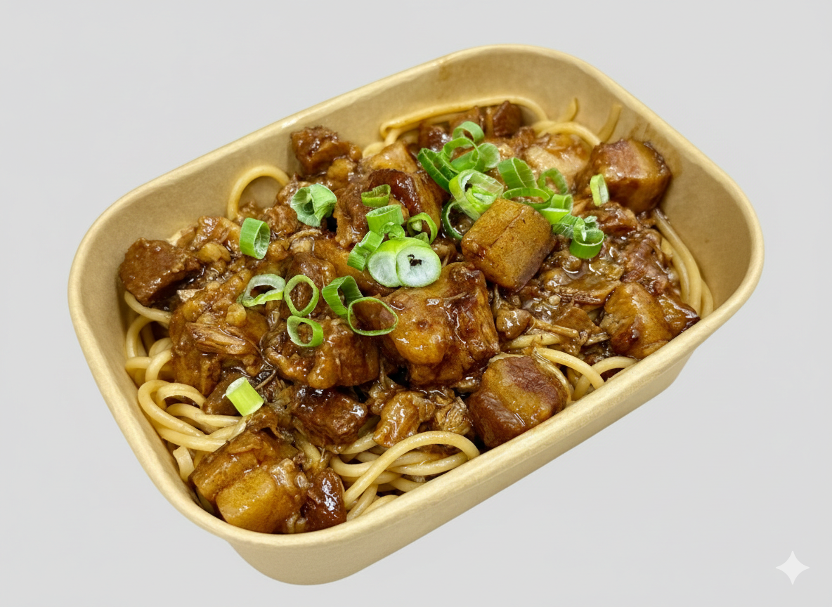 6.Spaghetti con cerdo estilo asiático