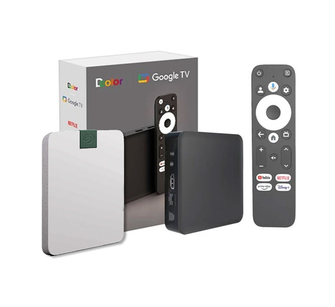 Dcolor GD2 UHD 4K GOOGLE TV BOX and Seagate Ultra Touch HDD 2TB, External HDD