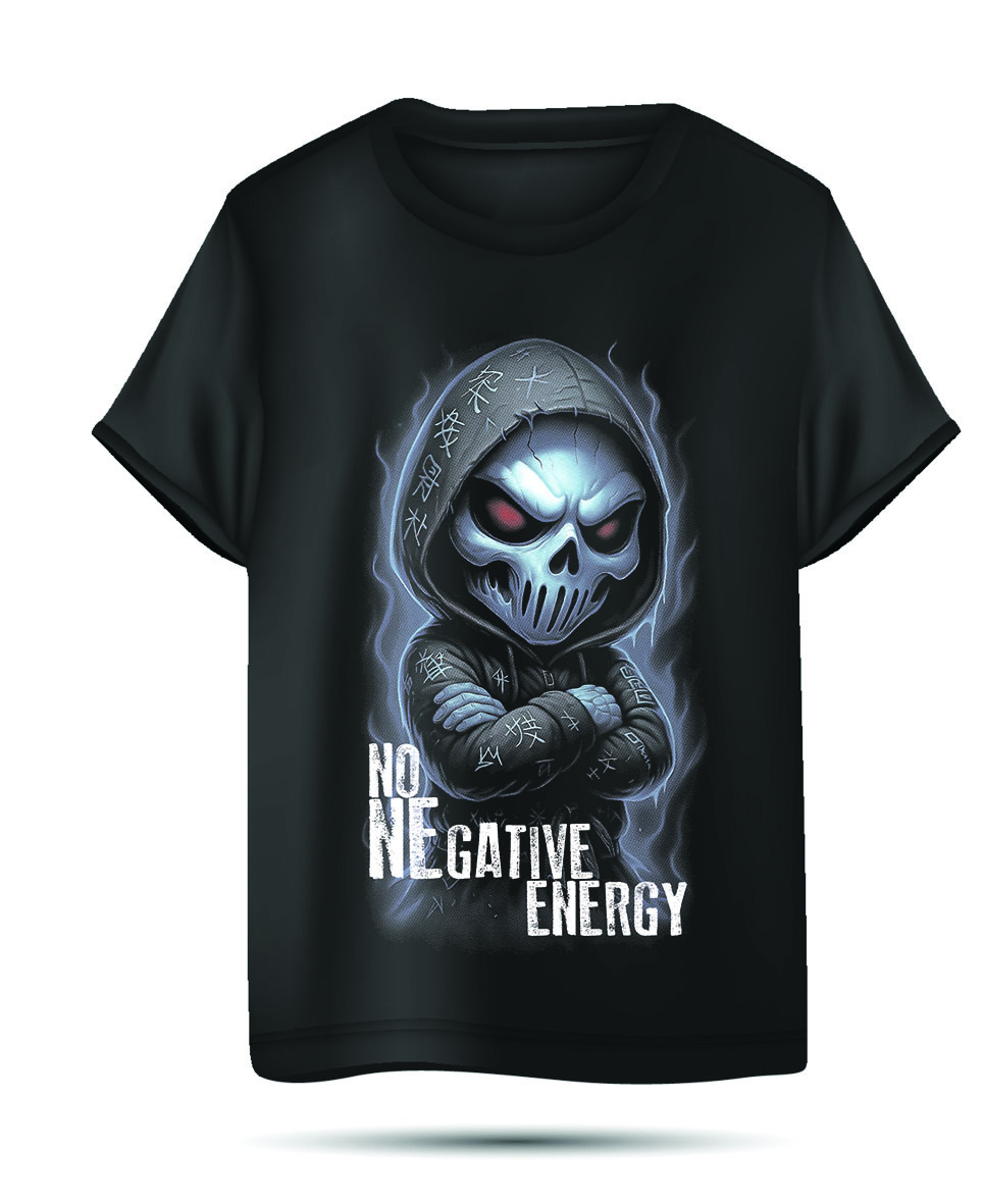 I Life Collection (No Negative Energy) Black Cotton T-Shirt