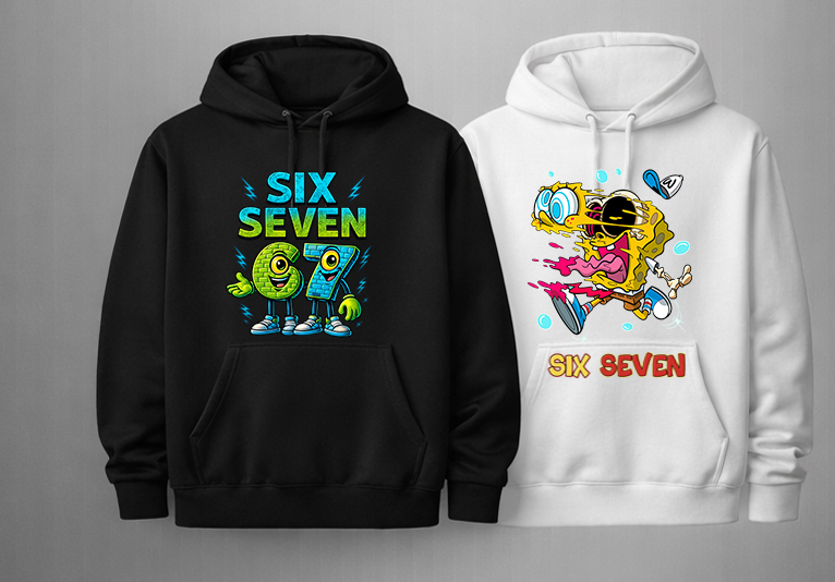 Six Seven Cartoon Graphic Hoodie