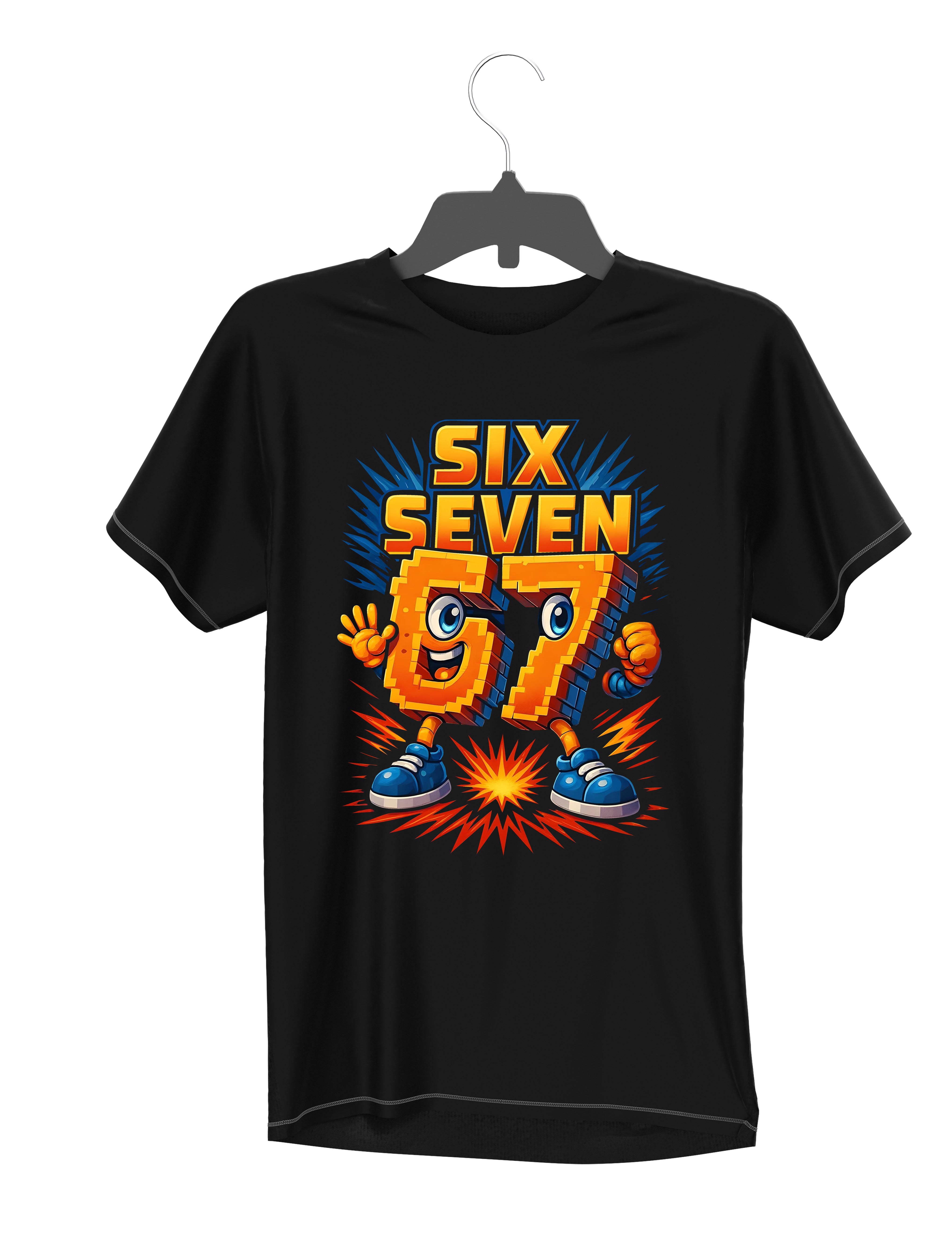  'Six Seven 67' Orange Brainrot  Cotton T-Shirt