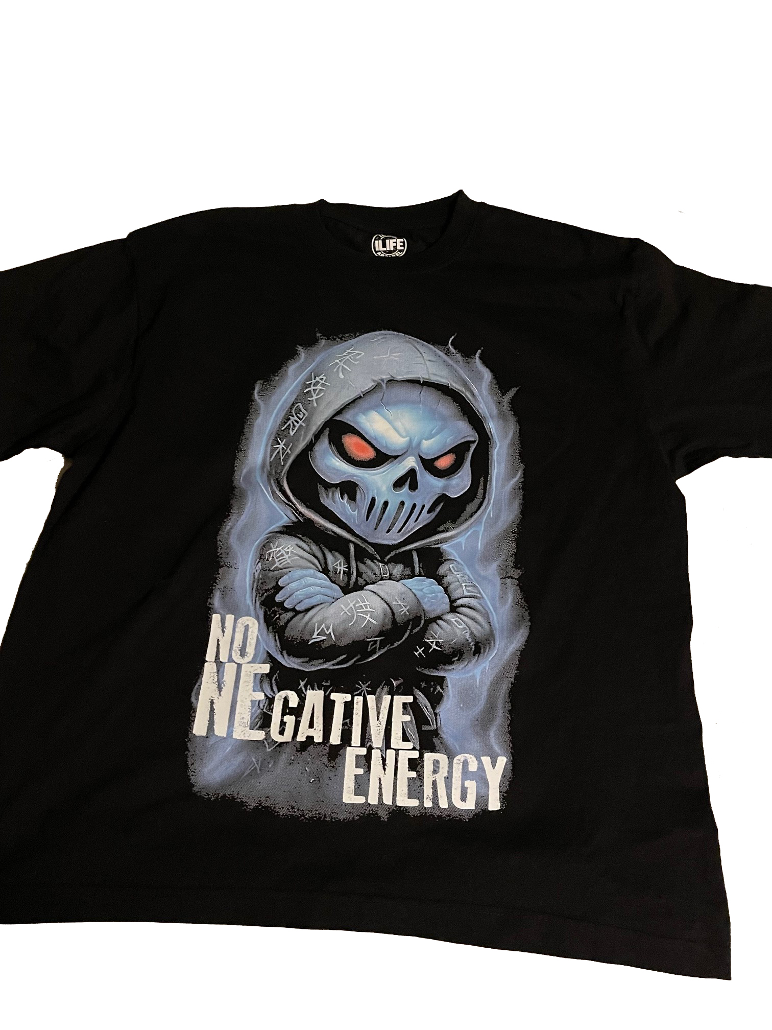 I Life Collection (No Negative Energy) Black Cotton T-Shirt